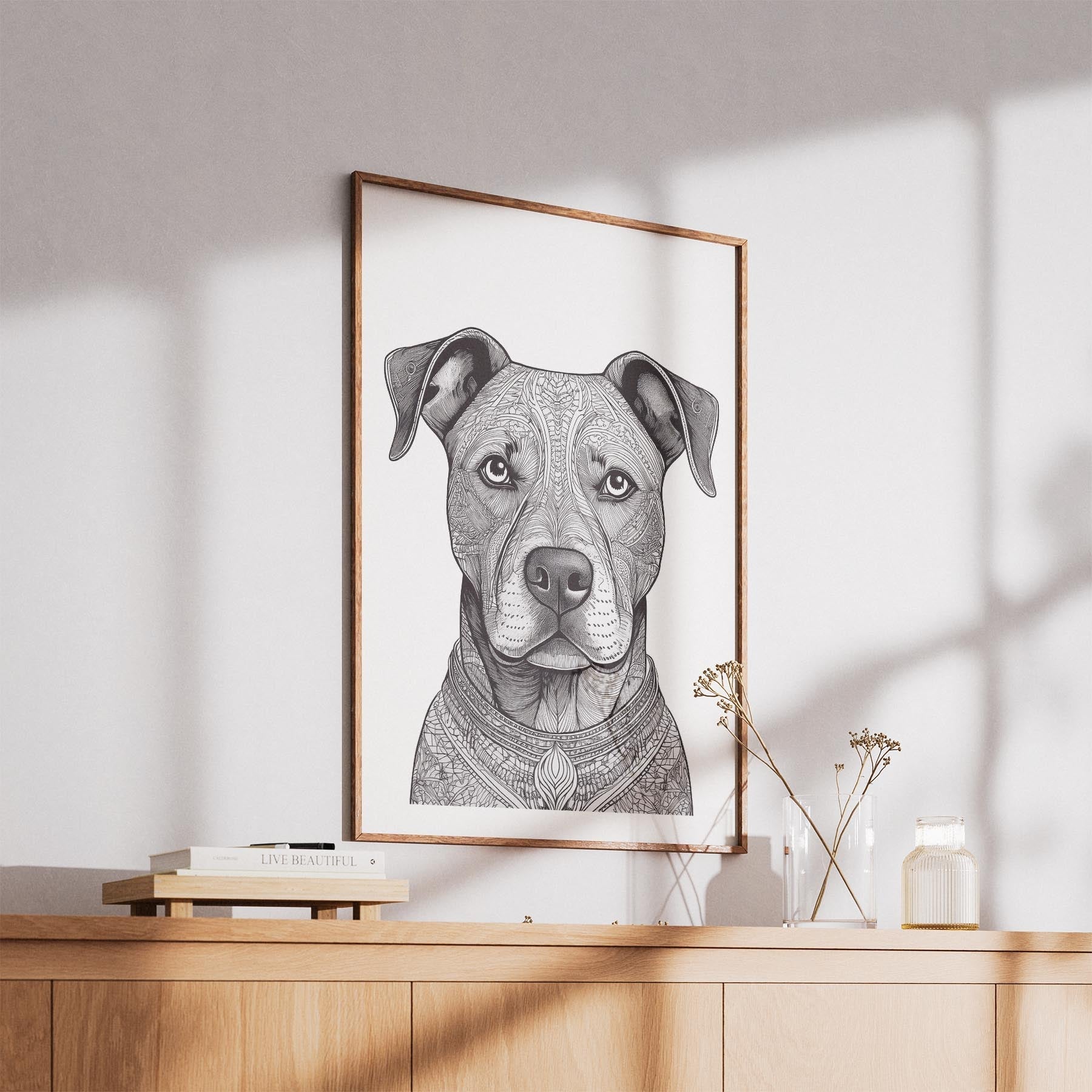 American Pitbull Terrier Mandala Black and White Dog Series image 5