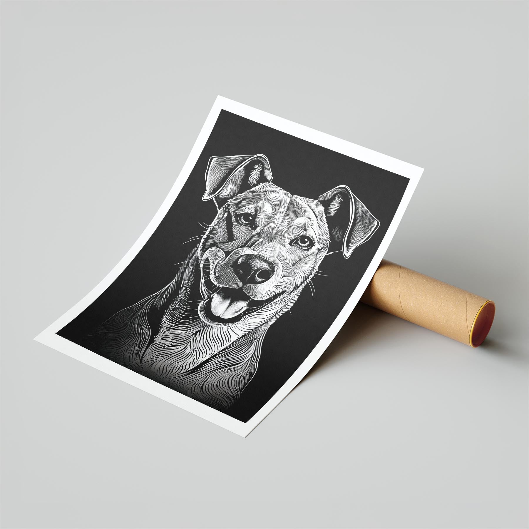 Rhoedesian Ridgeback Line Dog Series in Black and White image 6