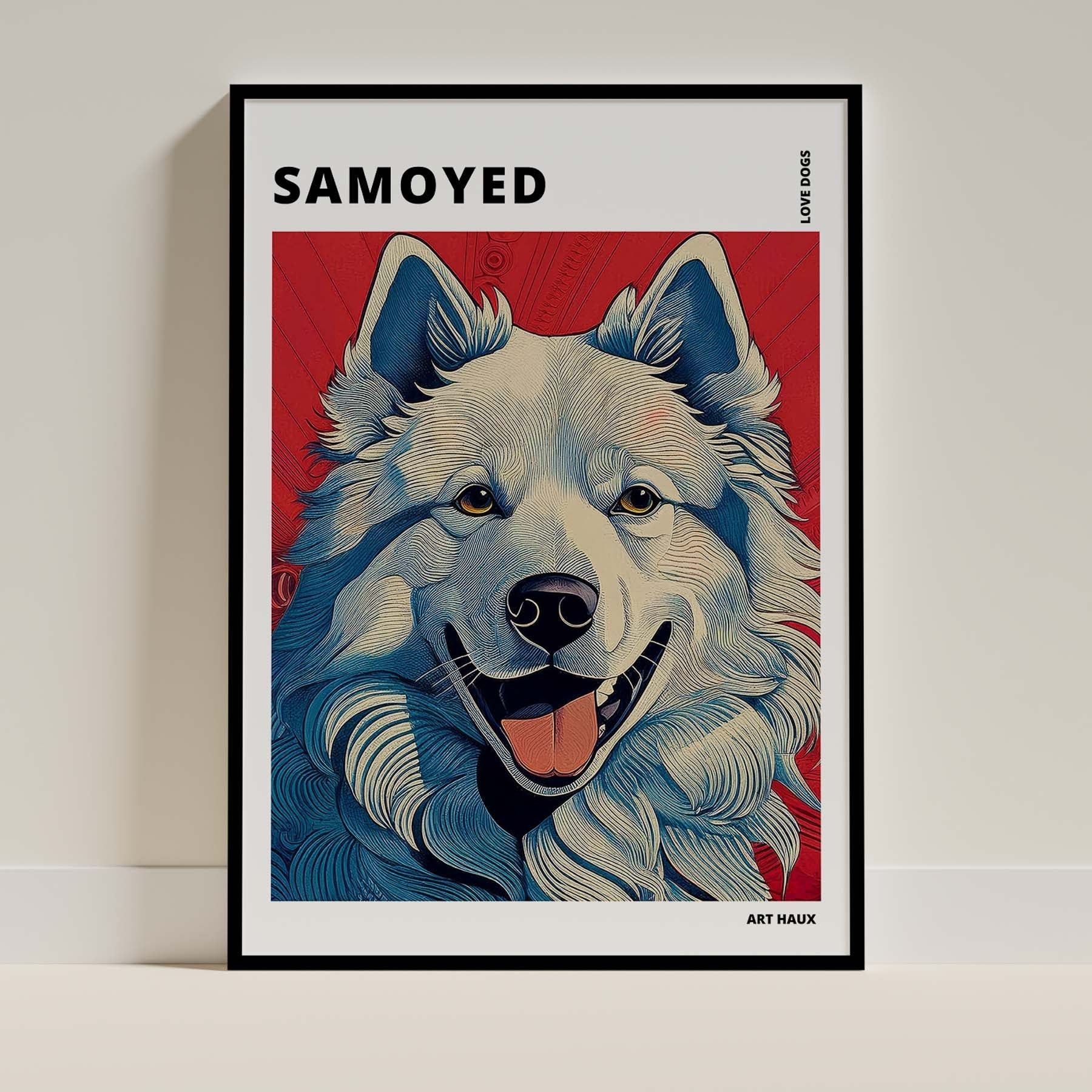 Samoyed Hokusai Japanese Inspired Dog Series with Text image 0