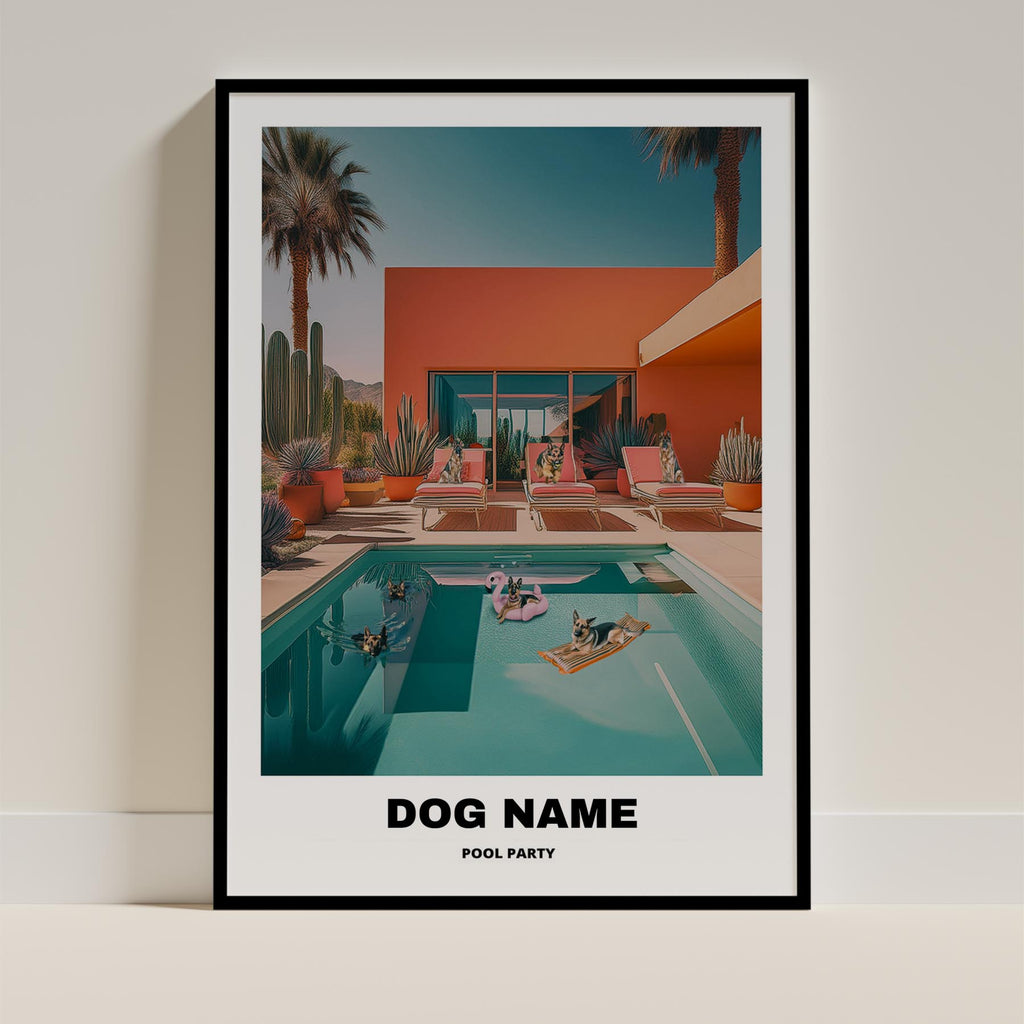 German Shepherd Custom Pool Party WITH TEXT image 0