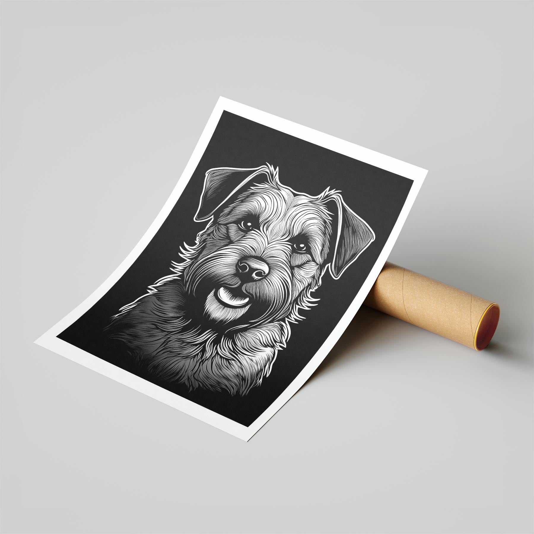 Border Terrier Line Dog Series in Black and White image 6