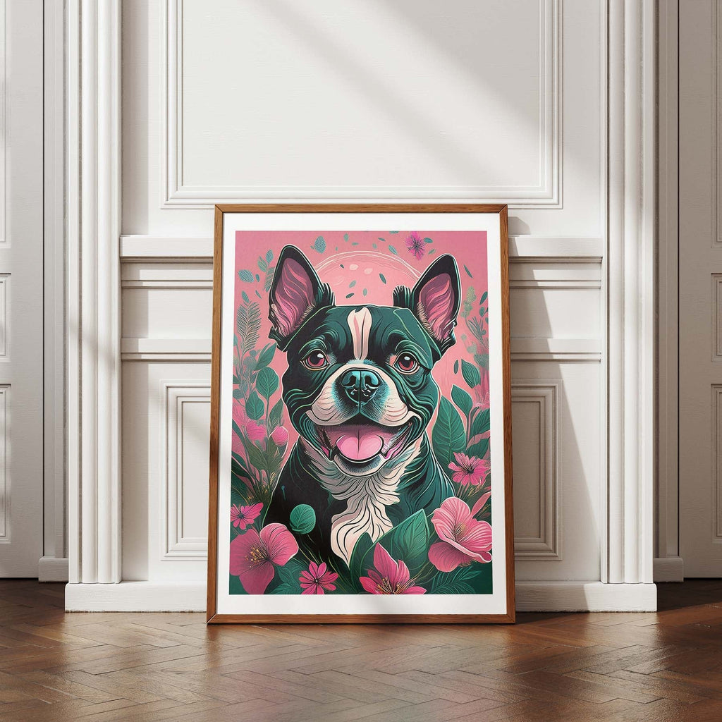 Boston Terrier 3 Flowery Dog image 4
