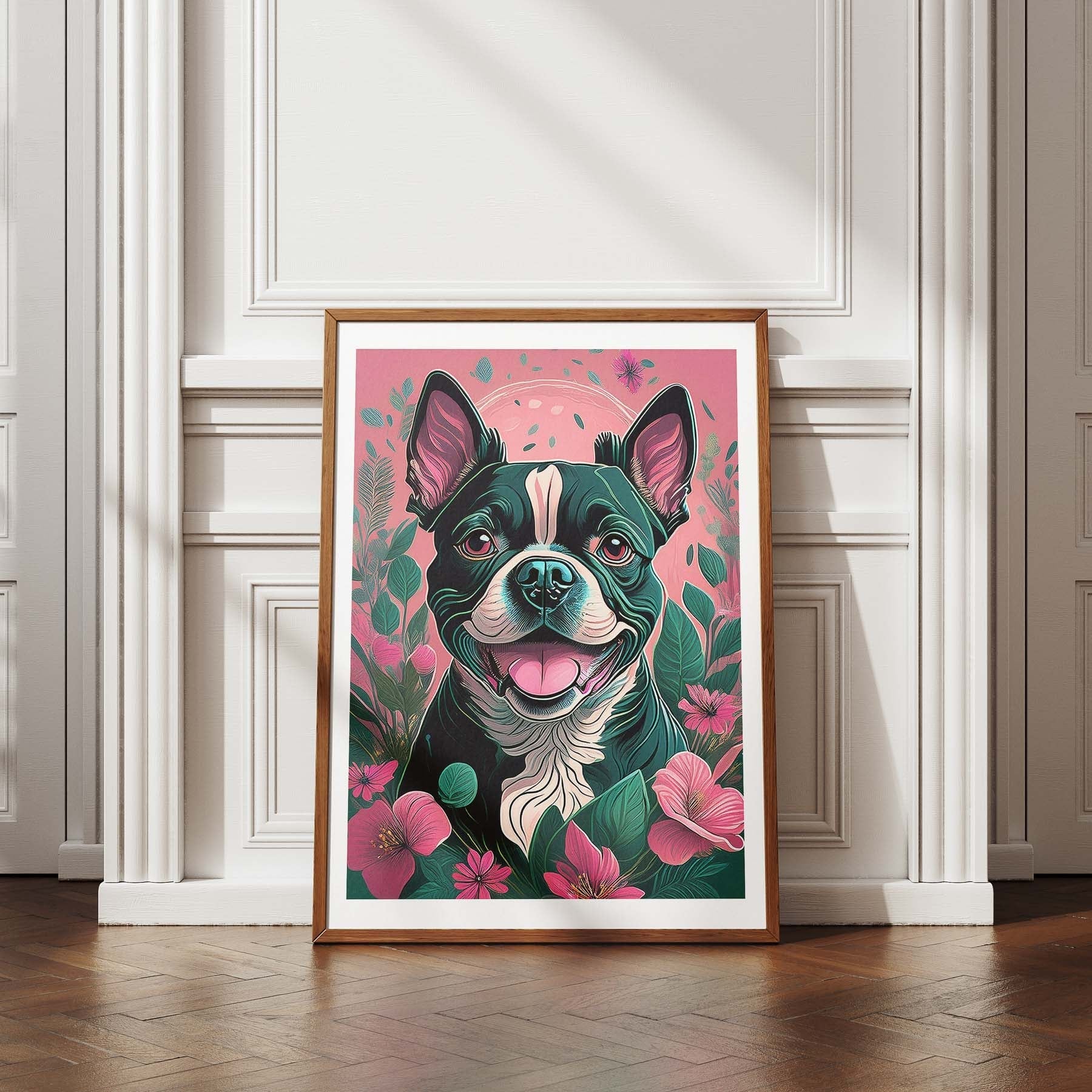 Boston Terrier 3 Flowery Dog image 4