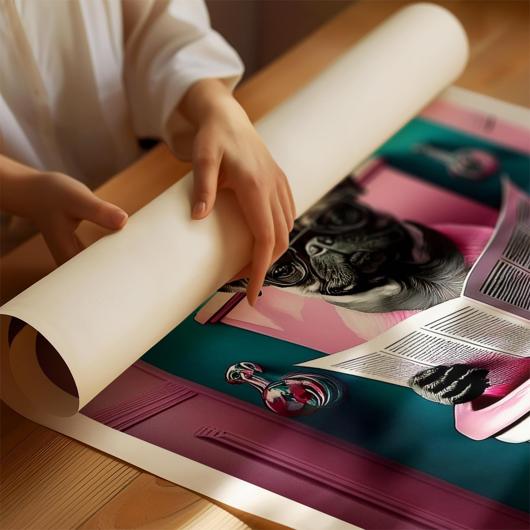 Pug Toilet Dogs PInk and Turquise image 1