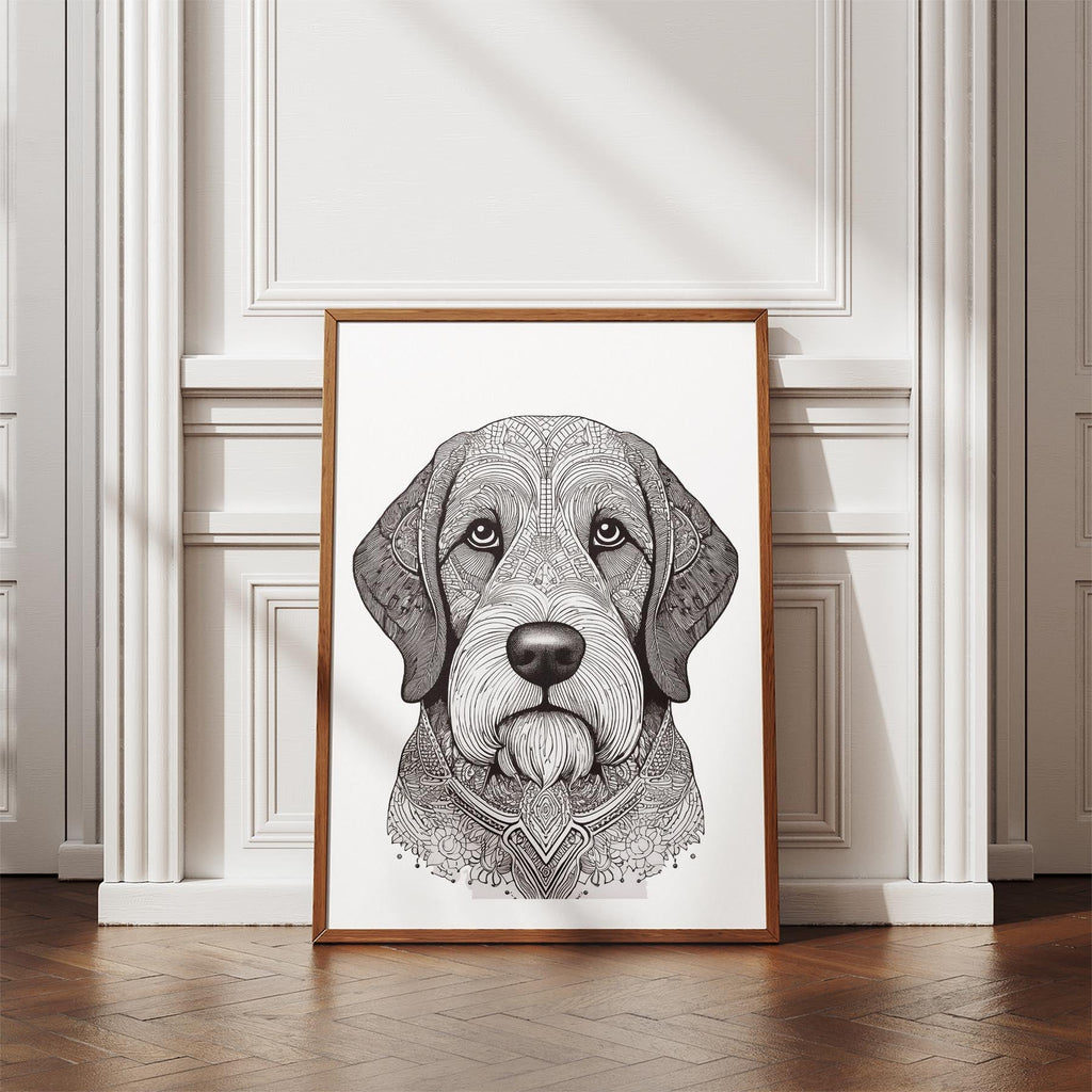 Old English Sheepdog Mandala Black and White Dog Series image 4