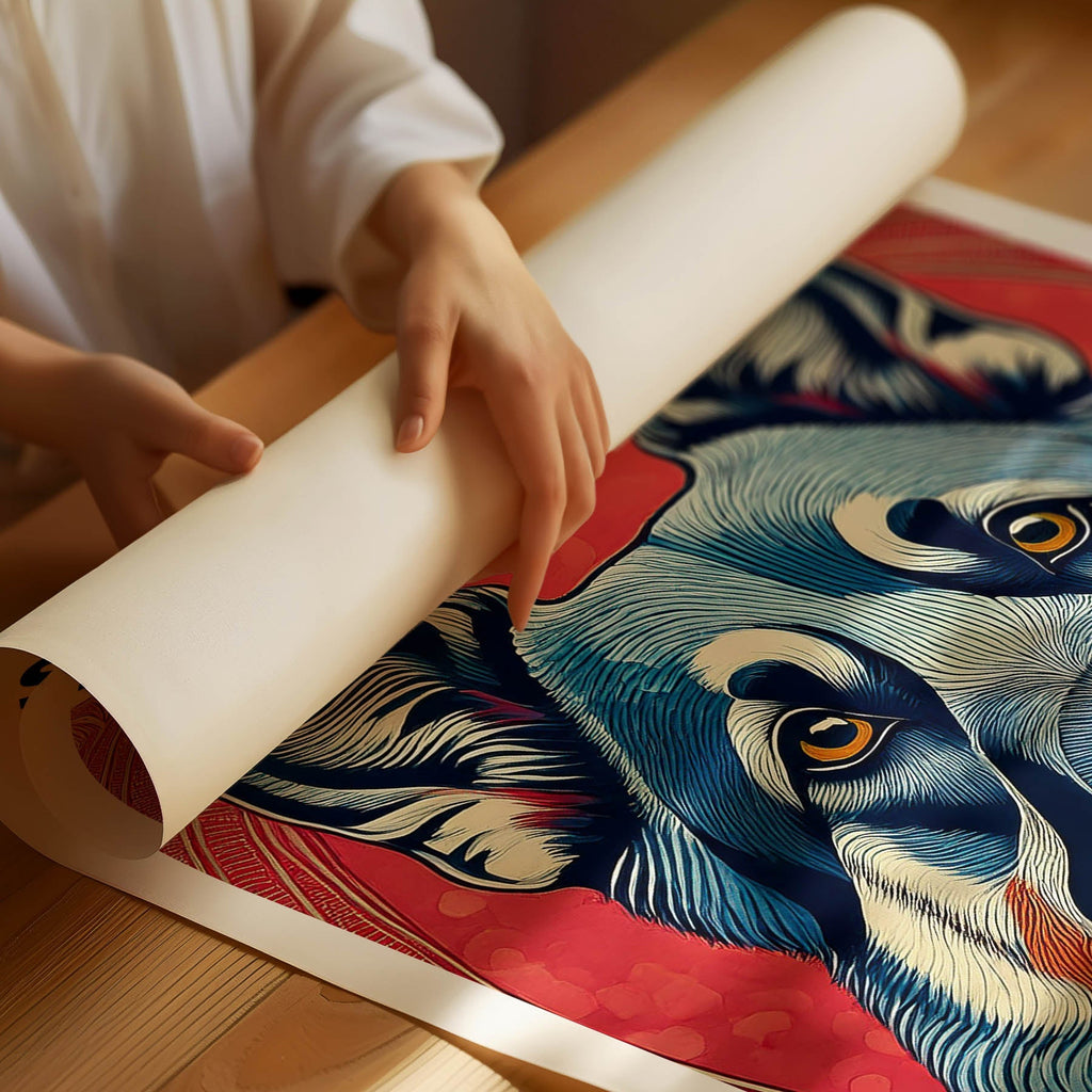 German Shepherd Hokusai Japanese Inspired Dog Series with Text image 1