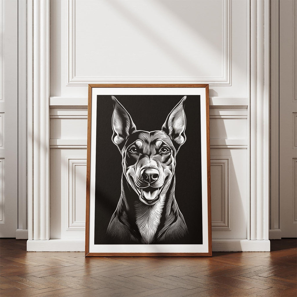Doberman Line Dog Series in Black and White image 4
