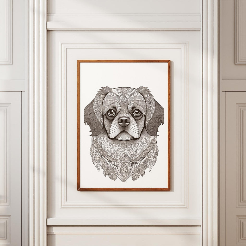 Pekingese Mandala Black and White Dog Series image 3