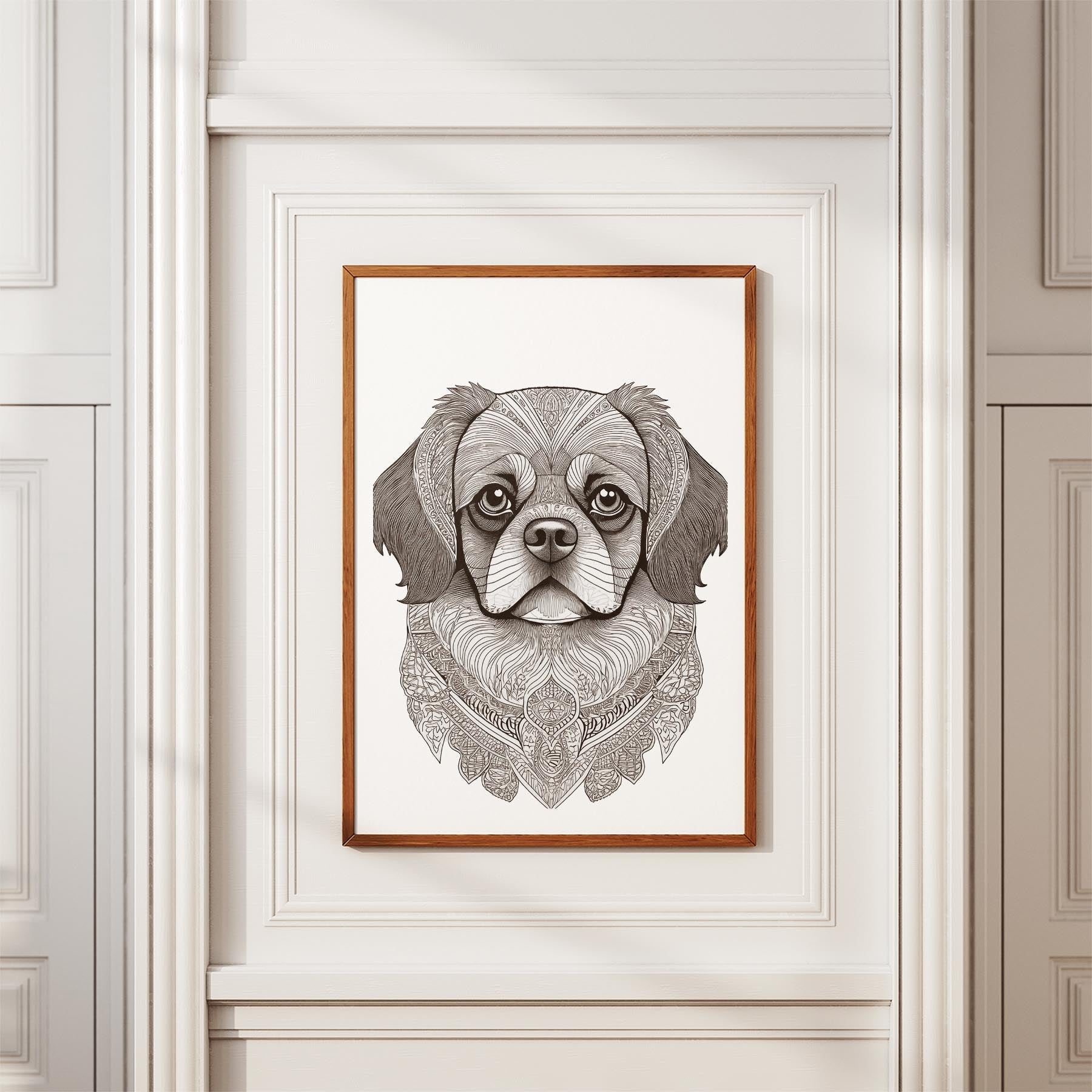 Pekingese Mandala Black and White Dog Series image 3