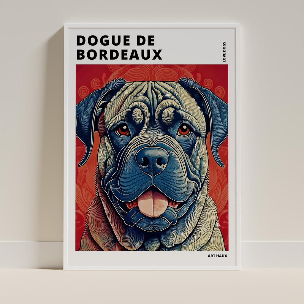 Dogue de Bordeaux Hokusai Japanese Inspired Dog Series with Text image 8