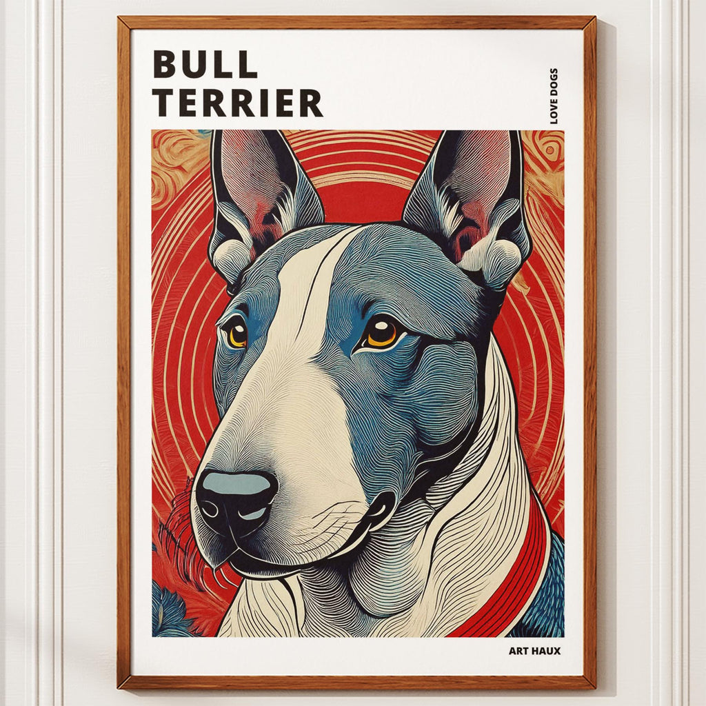 Bull Terrier Hokusai Japanese Inspired Dog Series with Text image 9