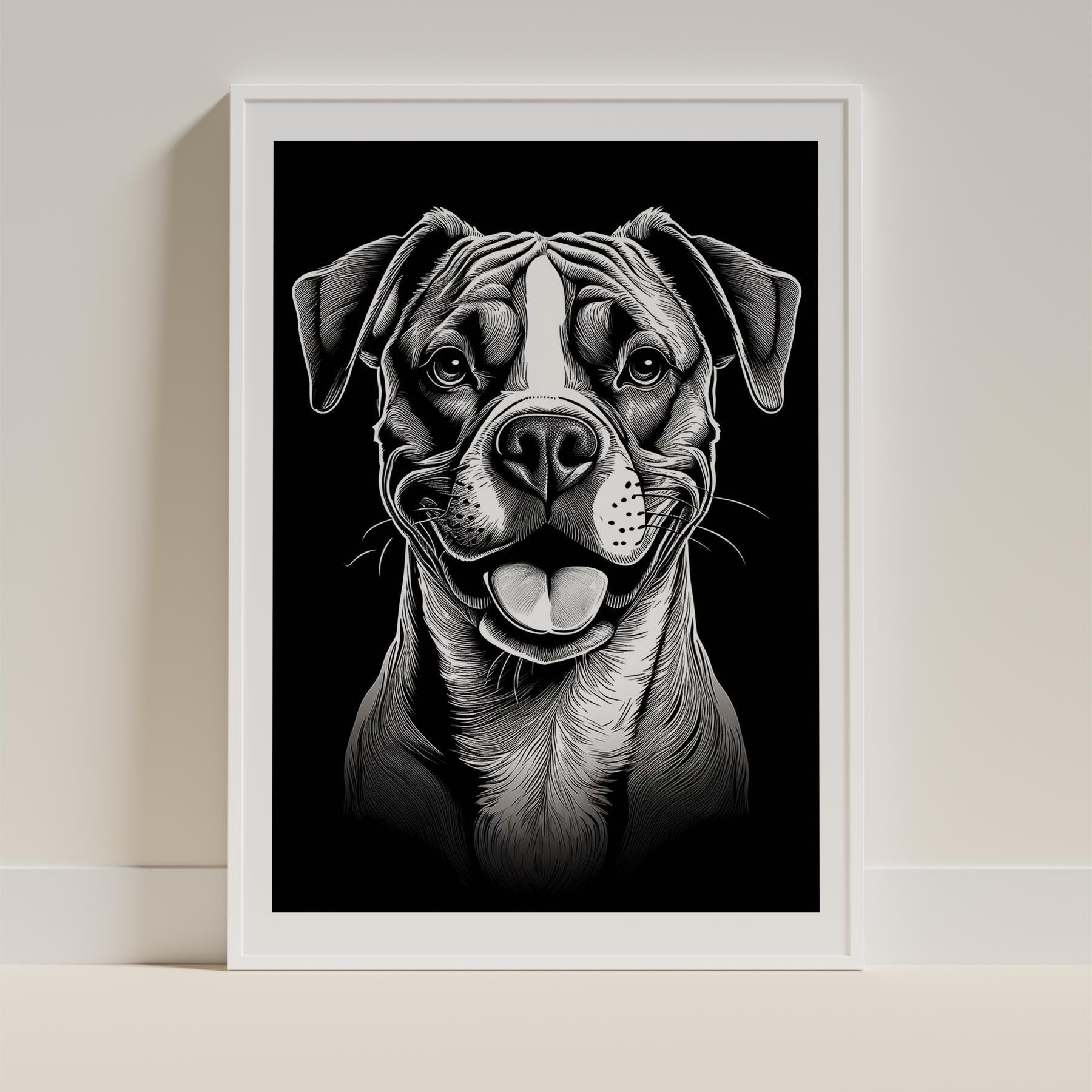 Boxer Line Dog Series in Black and White image 9