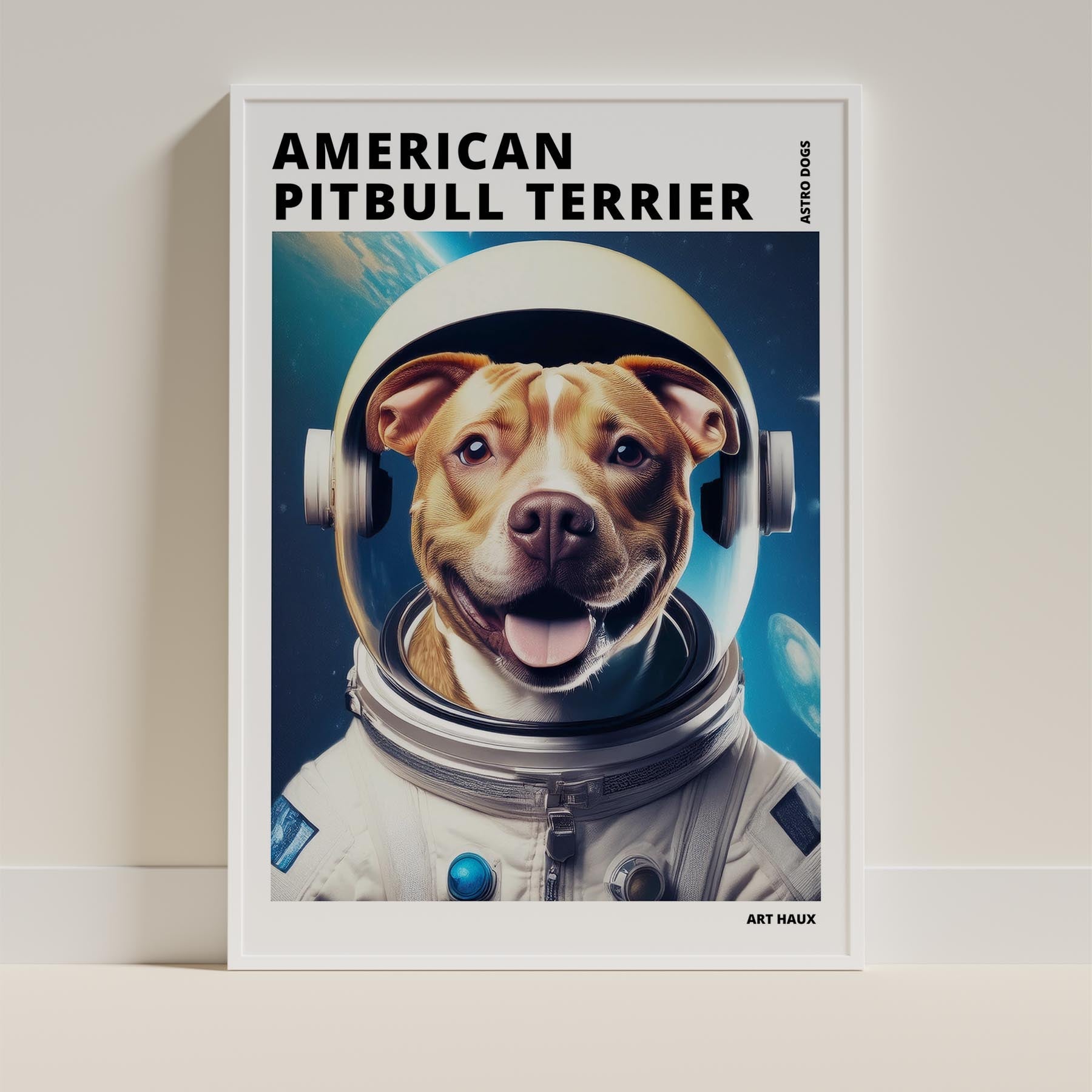 American Pitbull Terrier Astronaut Dog Series with Text Astro Dog image 9