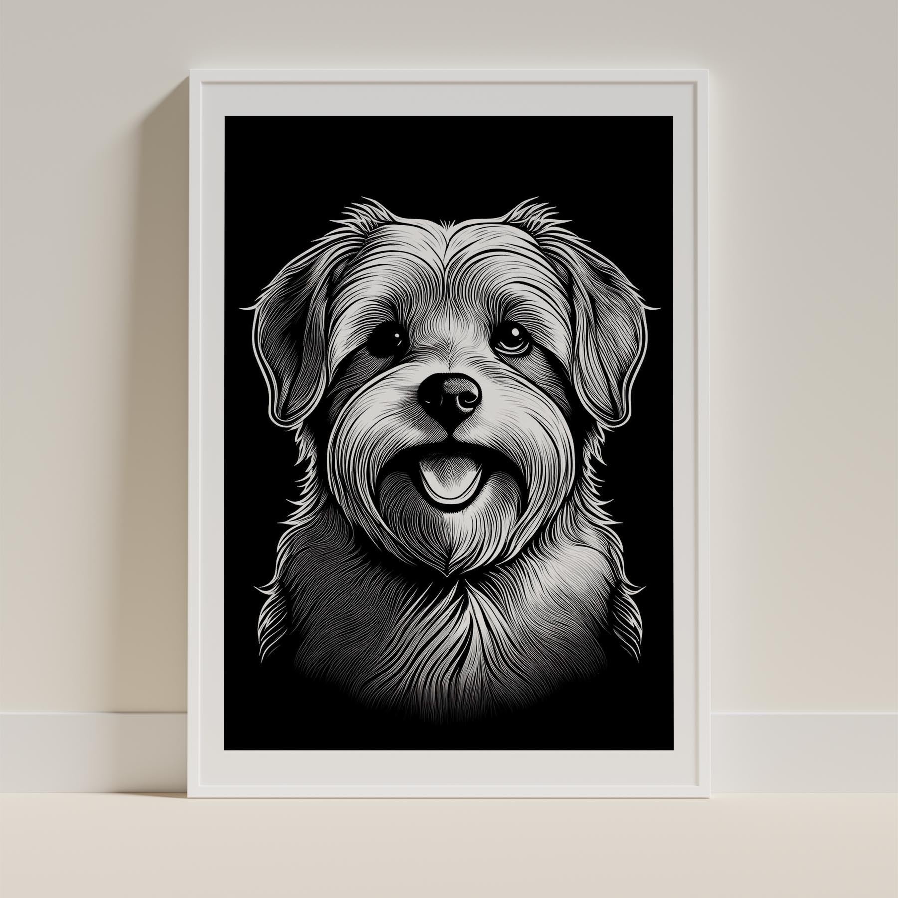 Maltese Line Dog Series in Black and White image 9