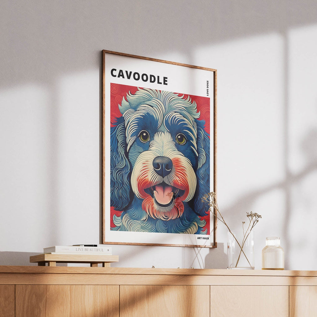 Cavoodle Hokusai Japanese Inspired Dog Series with Text image 5