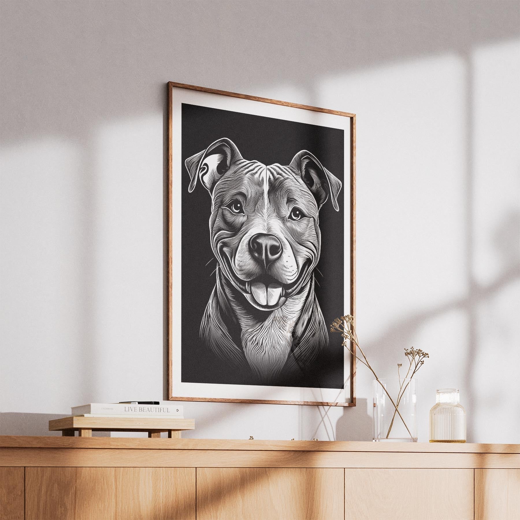 American Pitbull Terrier Line Dog Series in Black and White image 5