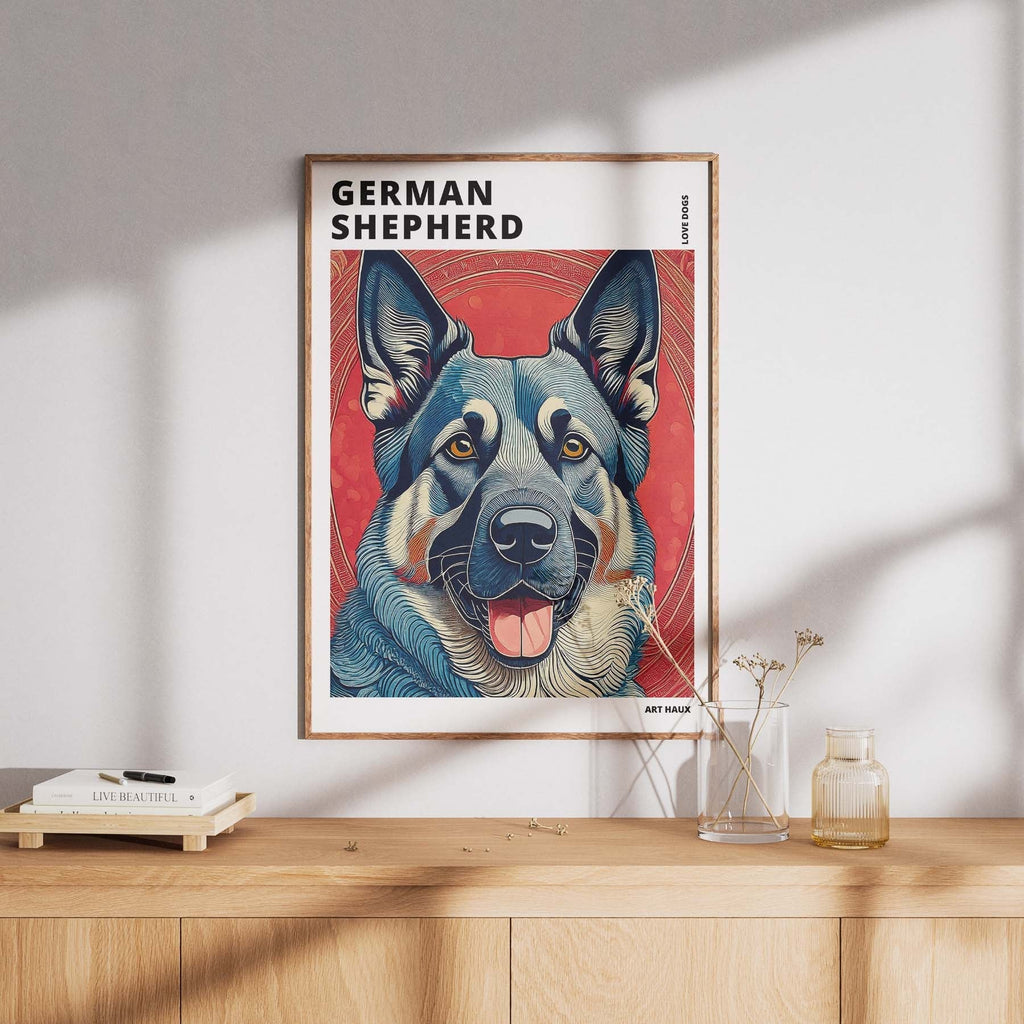 German Shepherd Hokusai Japanese Inspired Dog Series with Text image 7