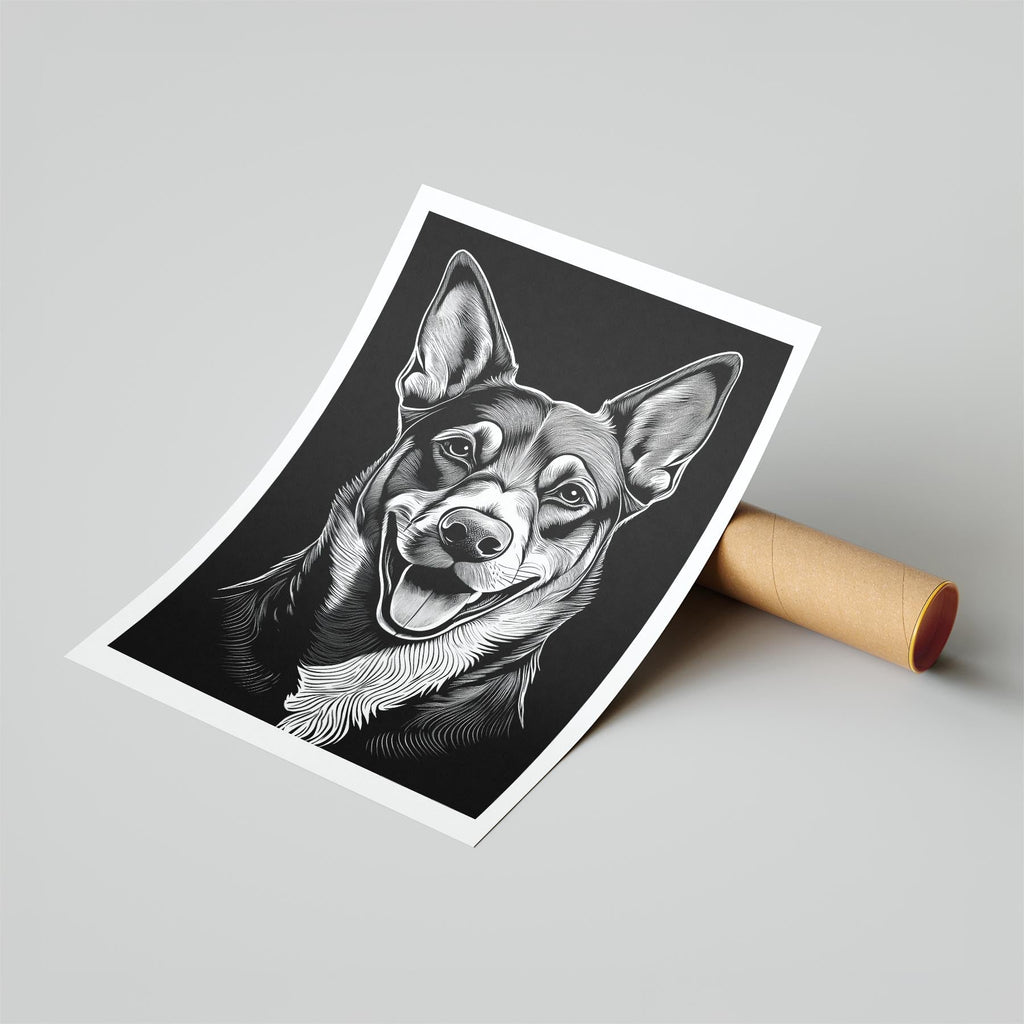Kelpie Line Dog Series in Black and White image 6
