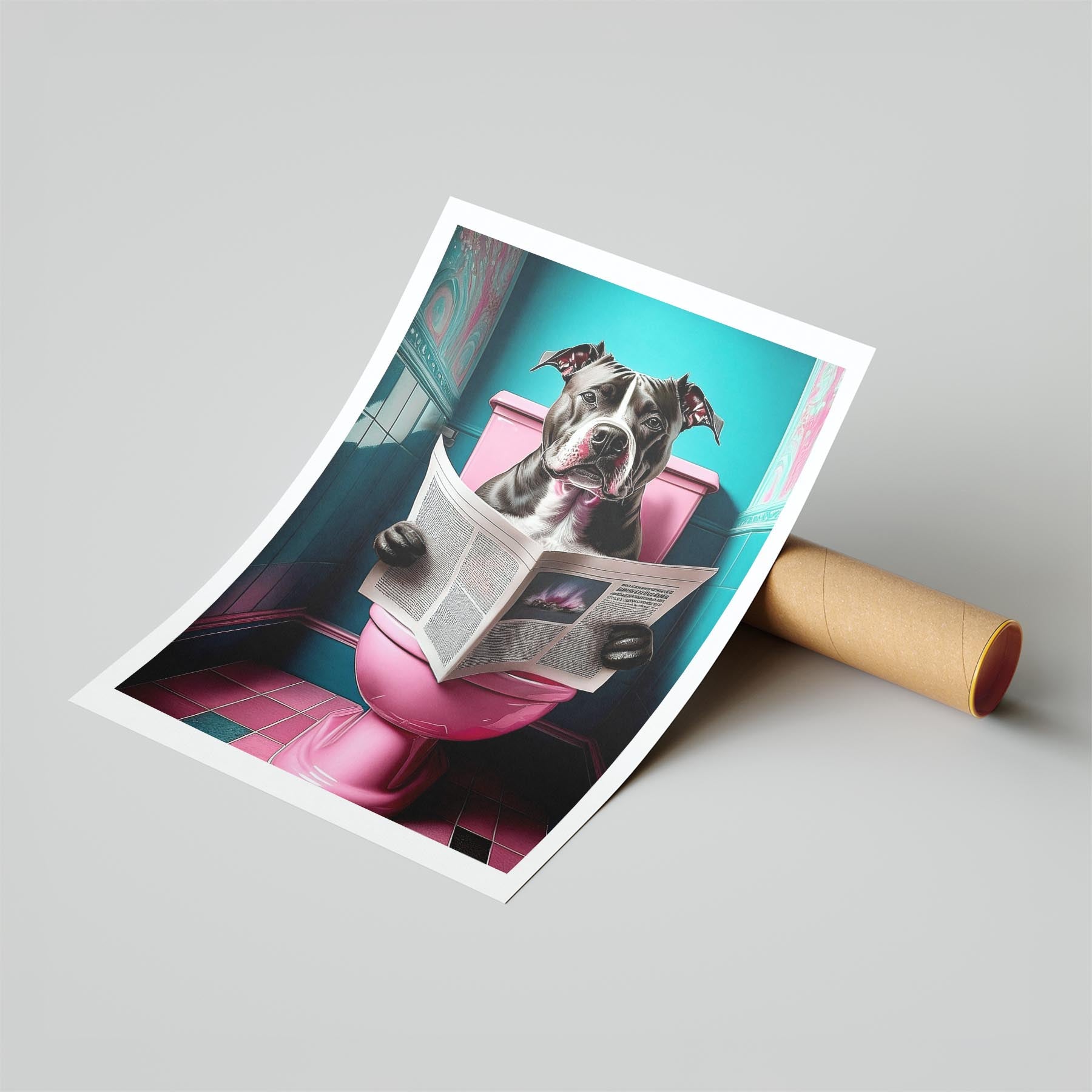 American Pitbull Terrier Toilet Dogs PInk and Turquise image 6