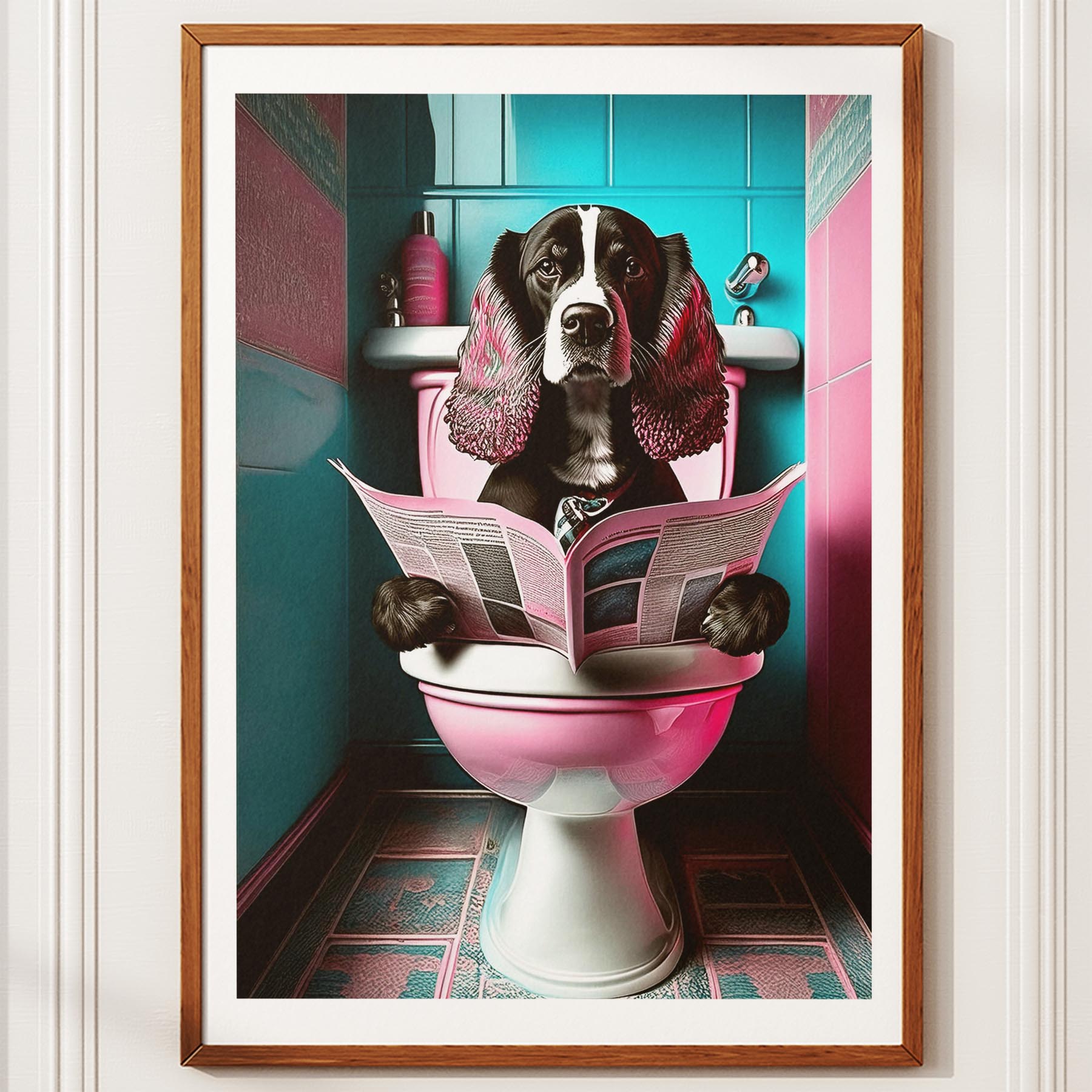 Cocker Spaniel Toilet Dogs PInk and Turquise image 10