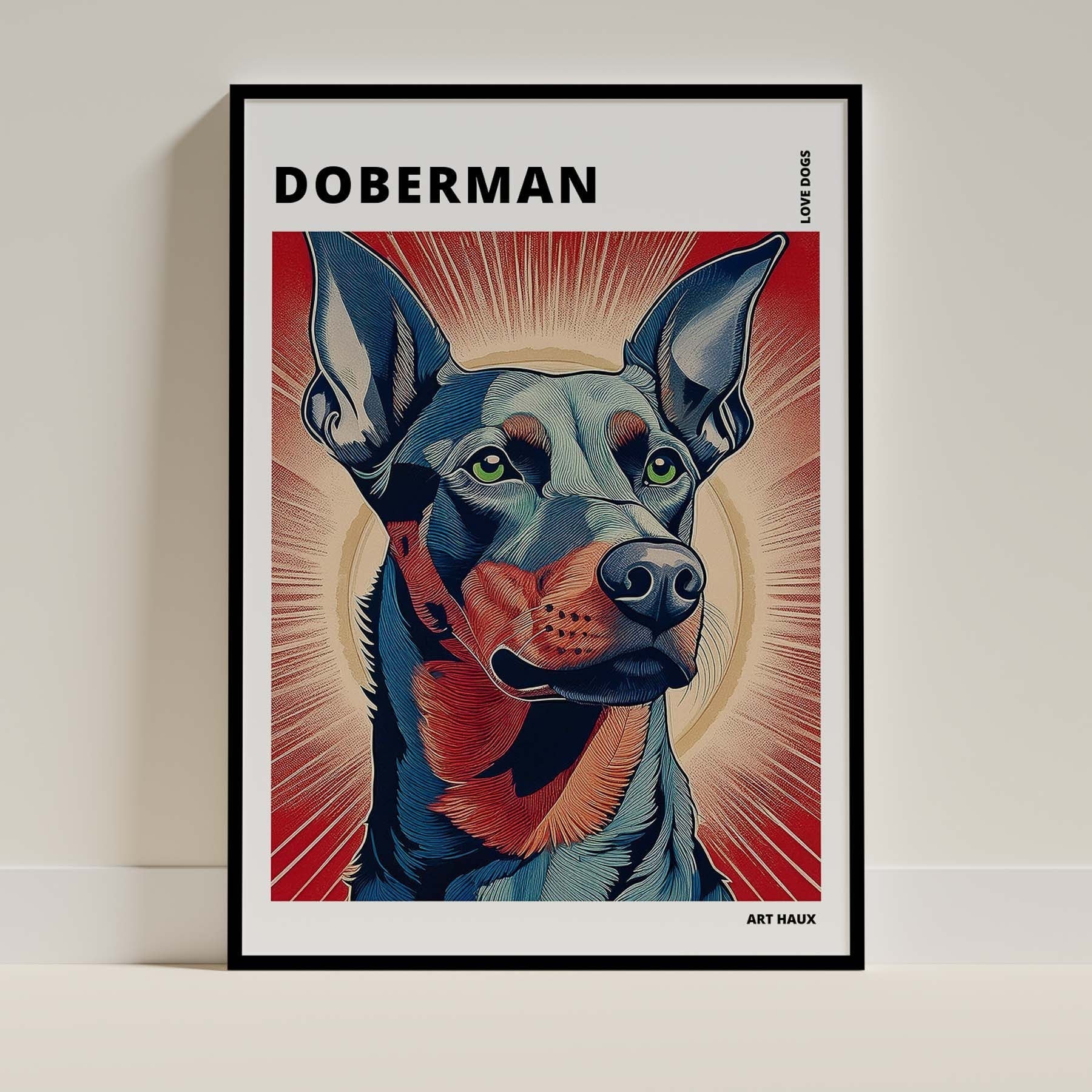 Doberman Hokusai Japanese Inspired Dog Series with Text image 0
