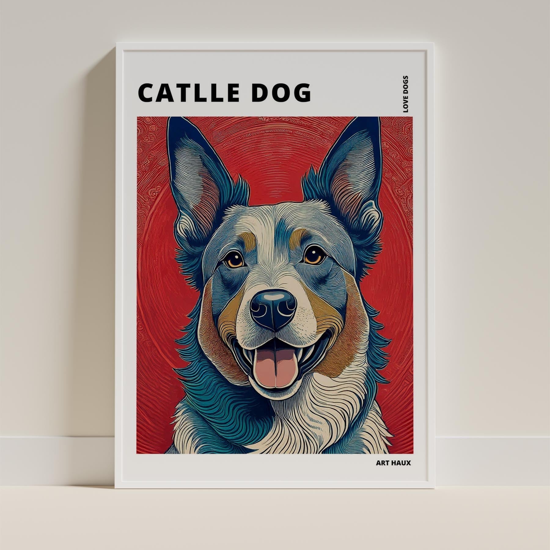 Cattle Dog Hokusai Japanese Inspired Dog Series with Text image 8
