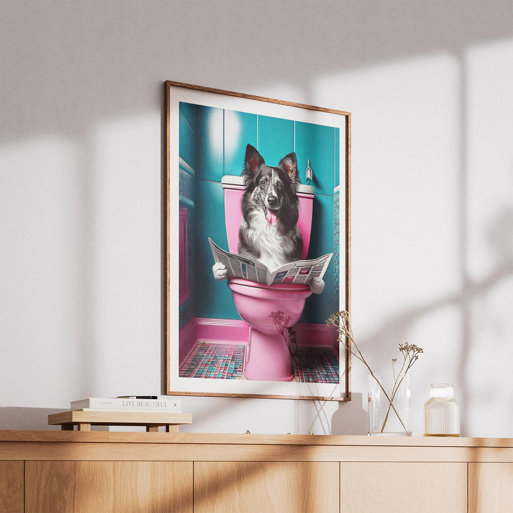 Shetland Sheepdog Toilet Dogs PInk and Turquise image 5