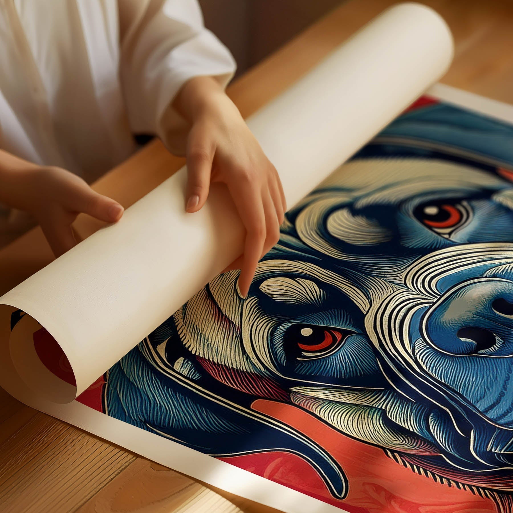 Dogue de Bordeaux Hokusai Japanese Inspired Dog Series with Text image 1