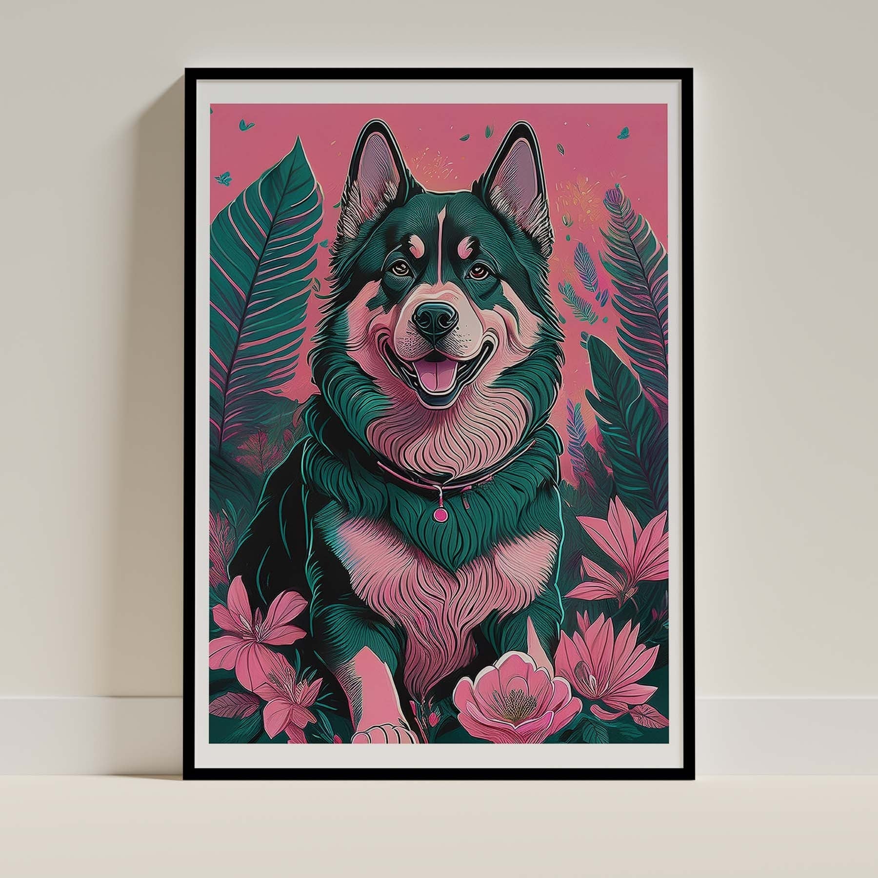 Alaskan Malamute Flowery Dog image 0