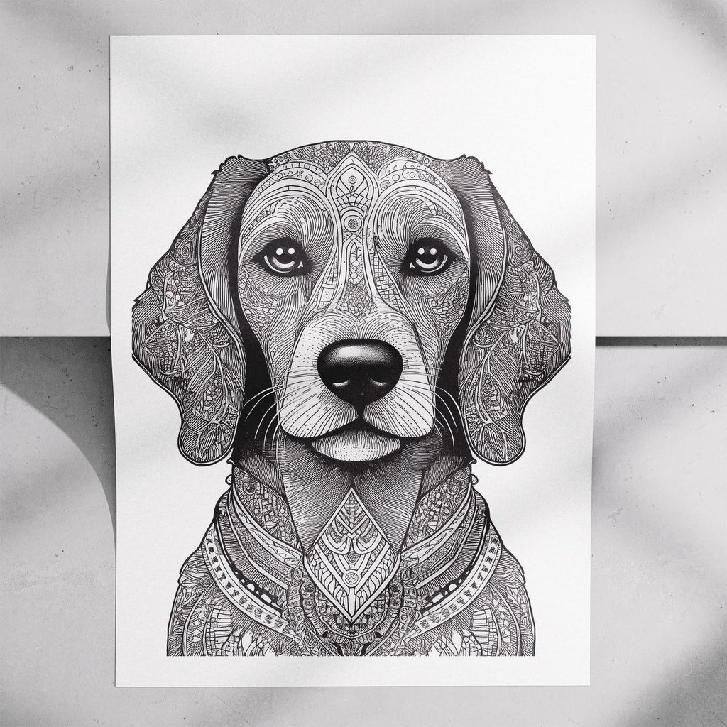 Cavoodle Mandala Black and White Dog Series image 7