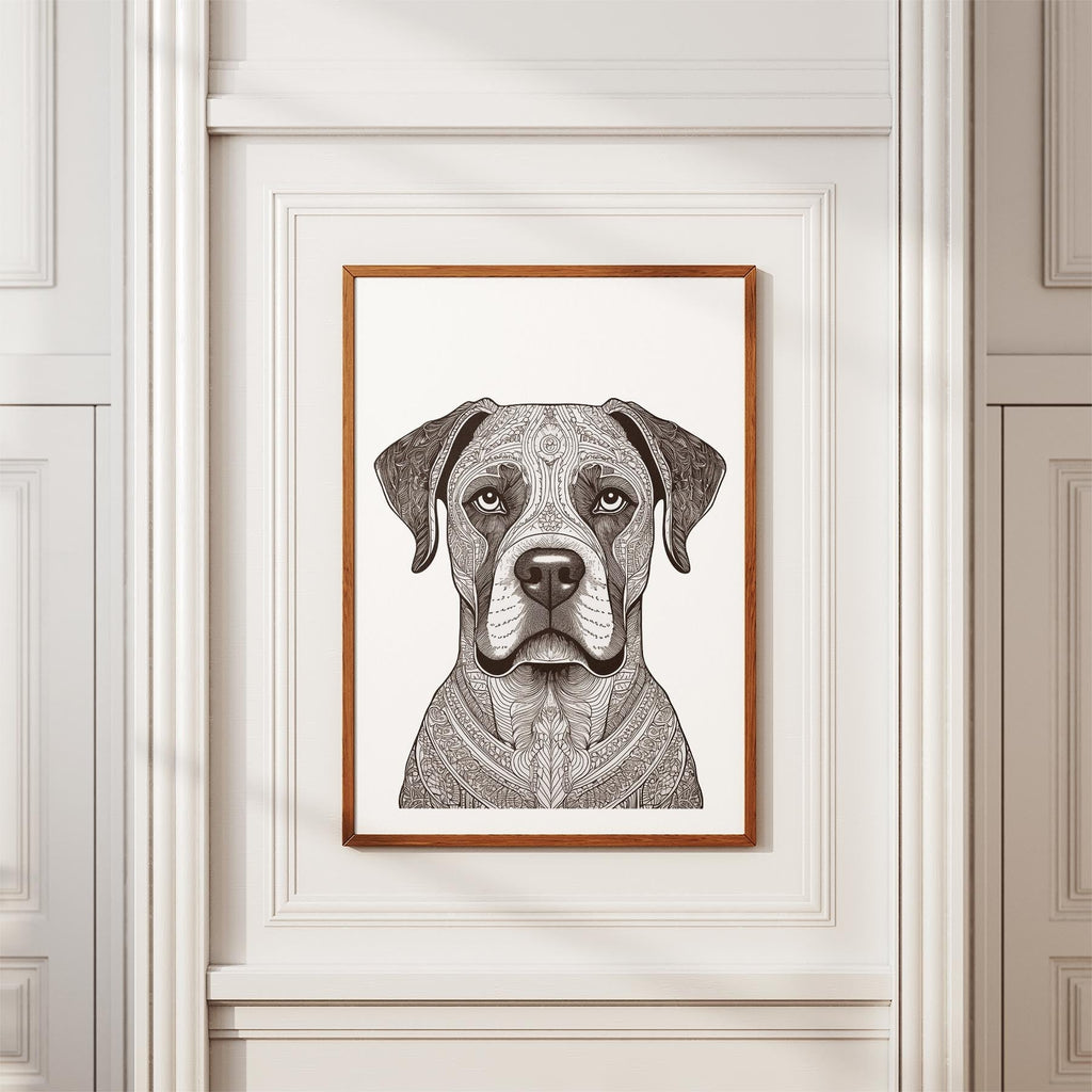 Boxer Mandala Black and White Dog Series image 3