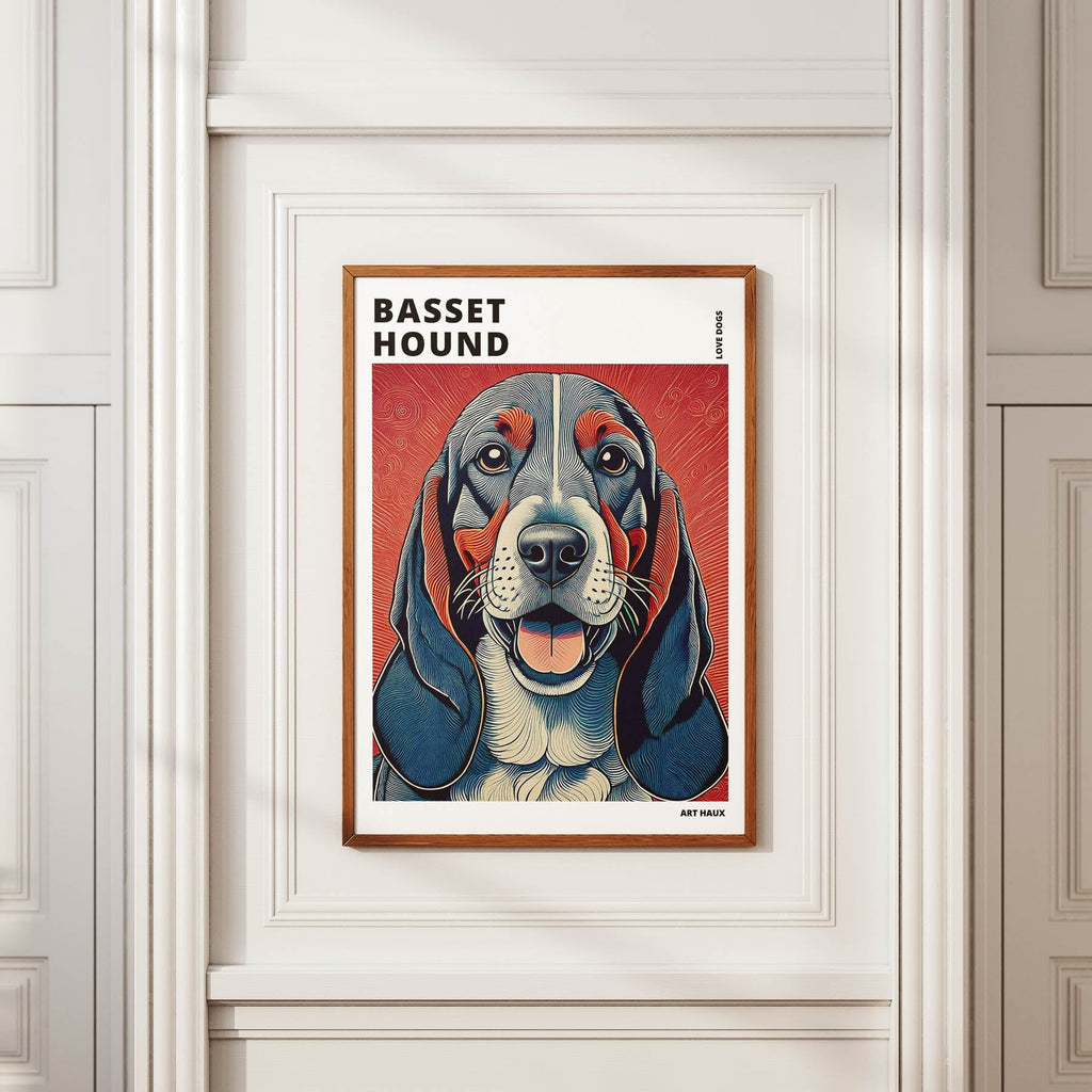 Basset Hound Hokusai Japanese Inspired Dog Series with Text image 3