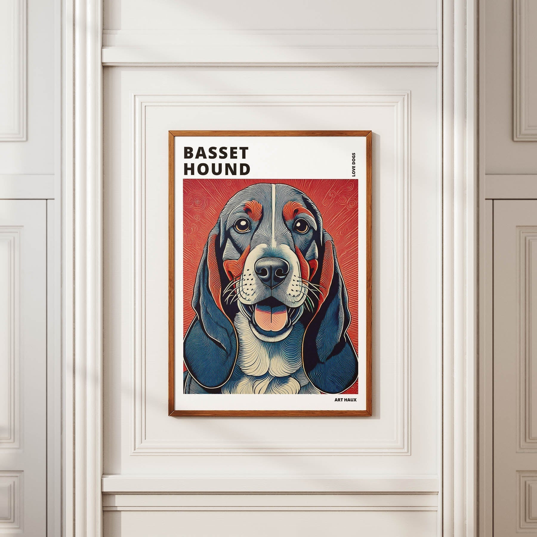 Basset Hound Hokusai Japanese Inspired Dog Series with Text image 3