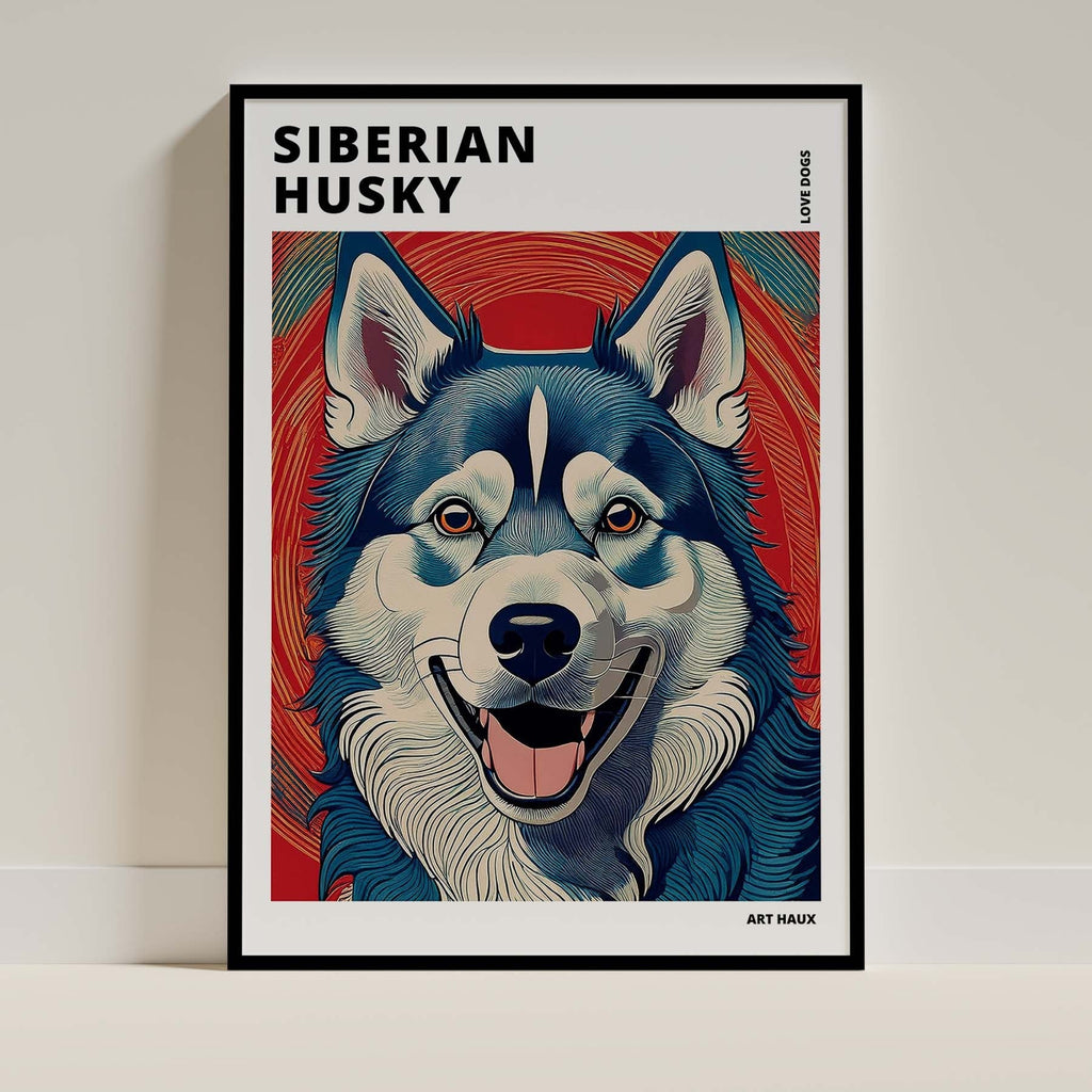 Siberian Husky Hokusai Japanese Inspired Dog Series with Text image 0
