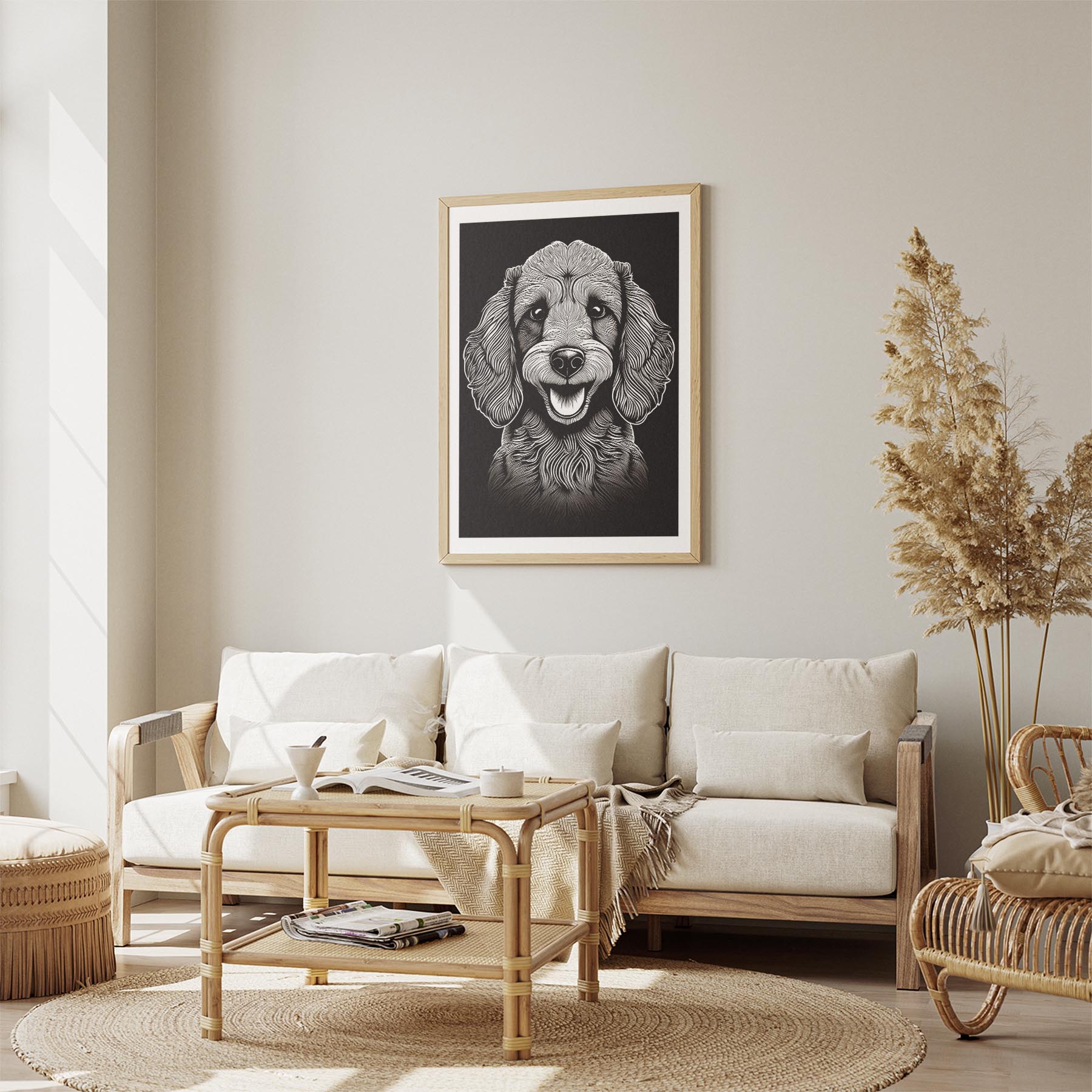 Poodle Line Dog Series in Black and White image 2