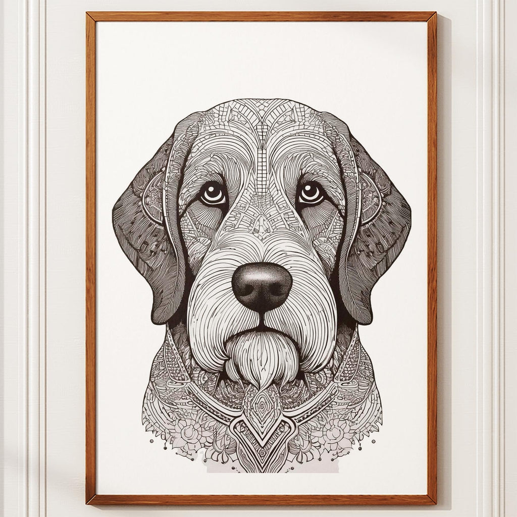 Old English Sheepdog Mandala Black and White Dog Series image 10