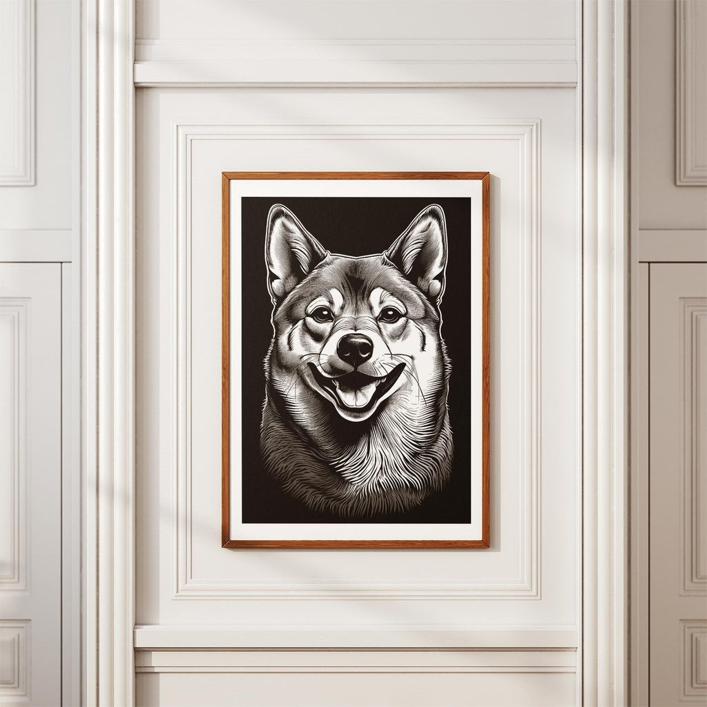 Shiba Line Dog Series in Black and White image 3
