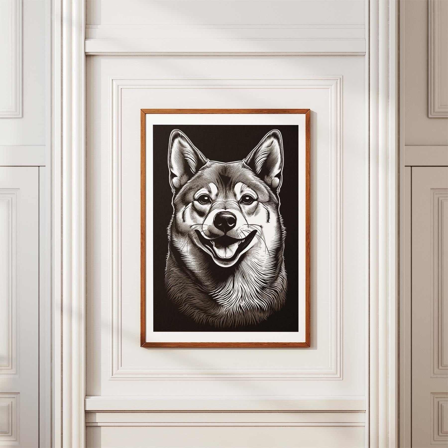 Shiba Line Dog Series in Black and White image 3