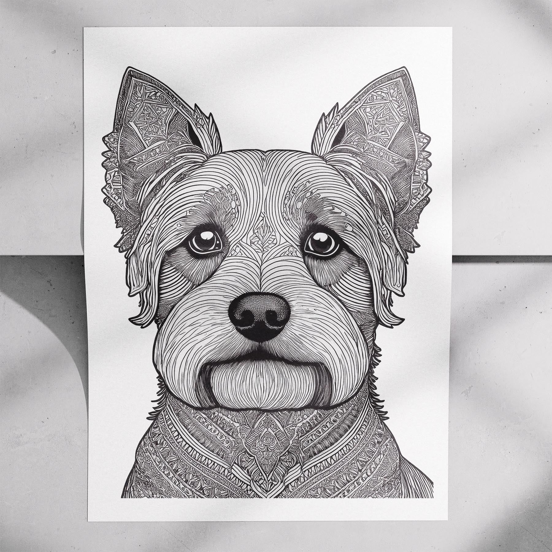 Yorkshire Terrier Mandala Black and White Dog Series image 7