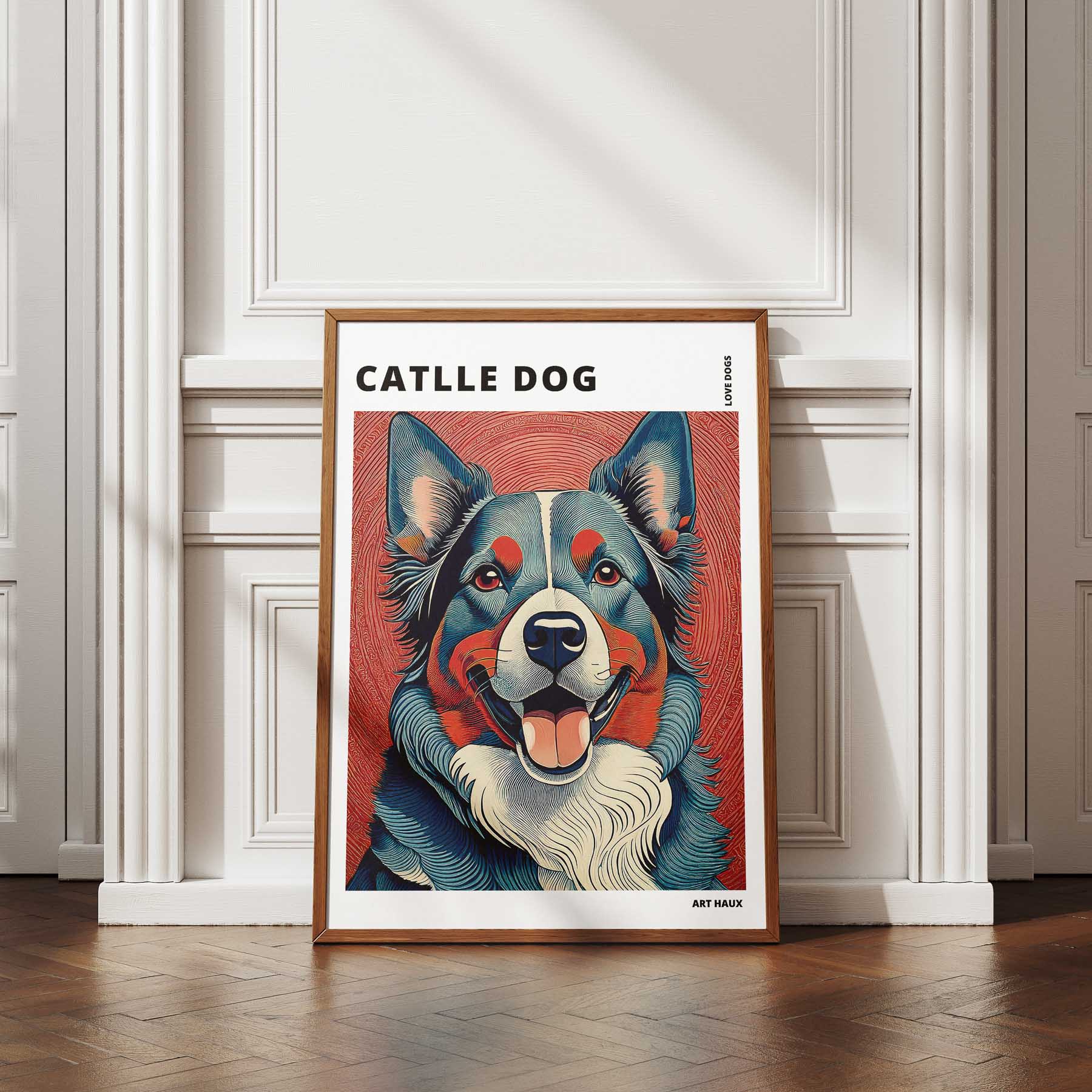 Cattle Dog Hokusai Japanese Inspired Dog Series with Text image 4
