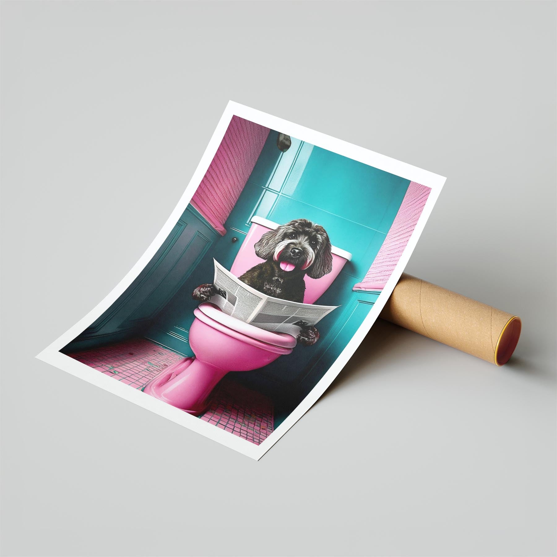 Groodle Toilet Dogs PInk and Turquise image 6