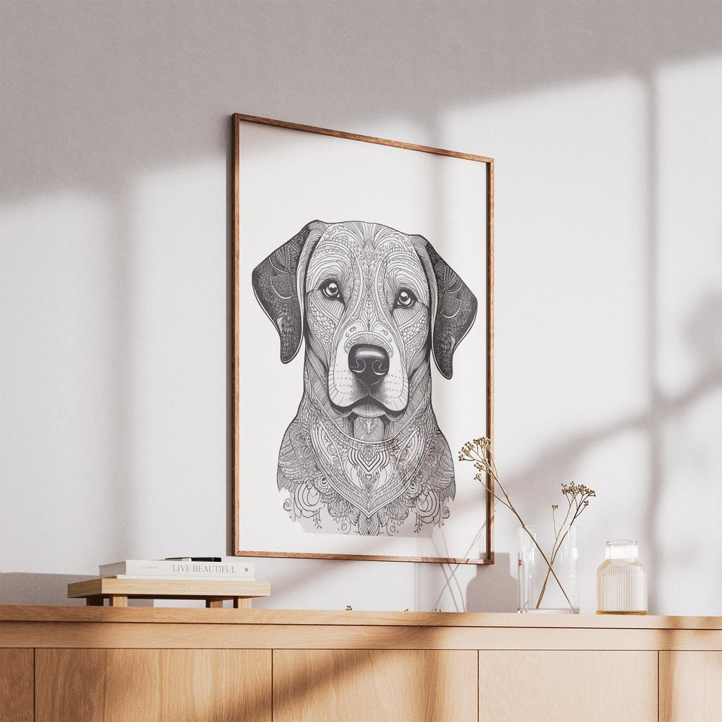 Labrador Retriever Mandala Black and White Dog Series image 5