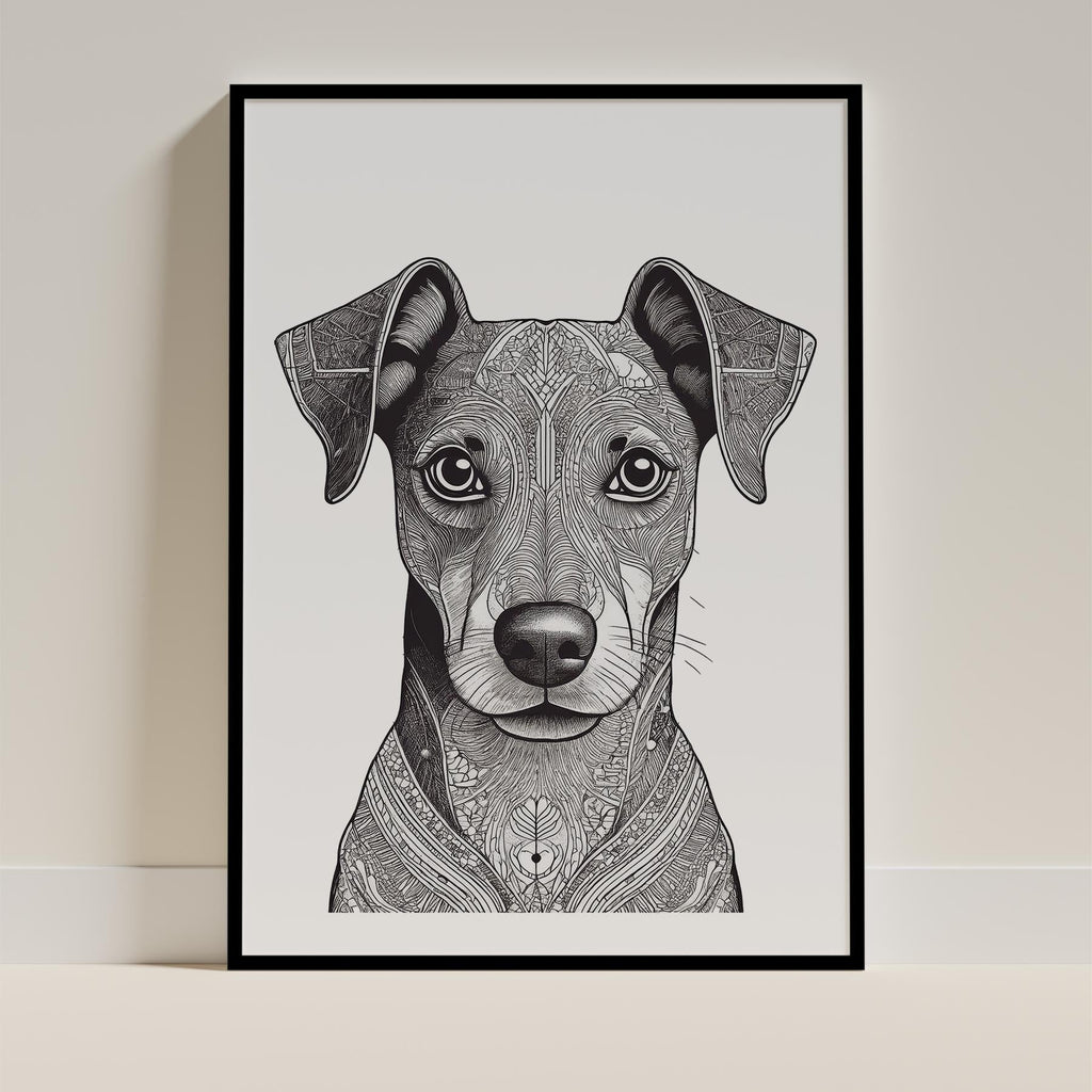 Miniature Pinscher Mandala Black and White Dog Series image 0