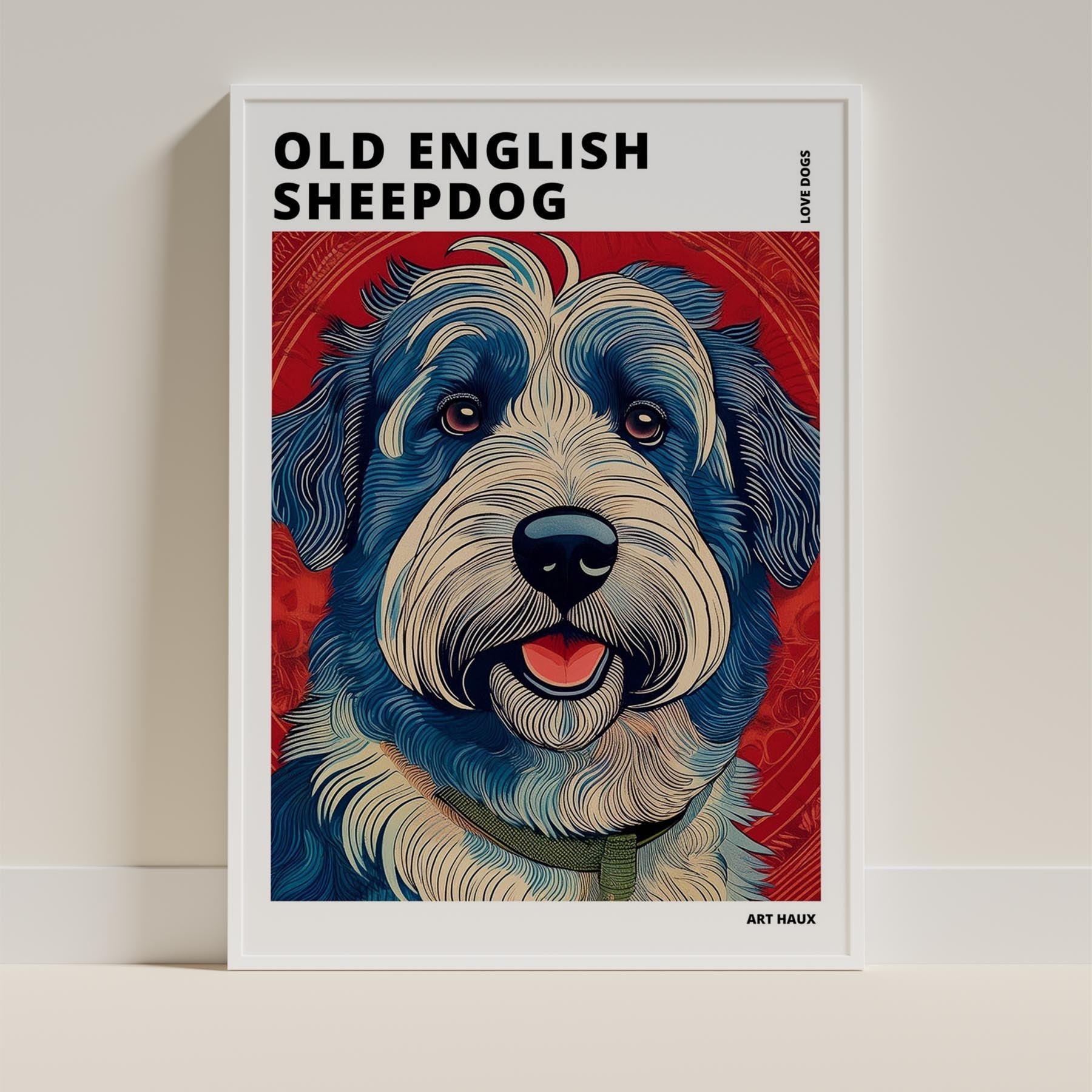 Old English Sheepdog Hokusai Japanese Inspired Dog Series with Text image 8