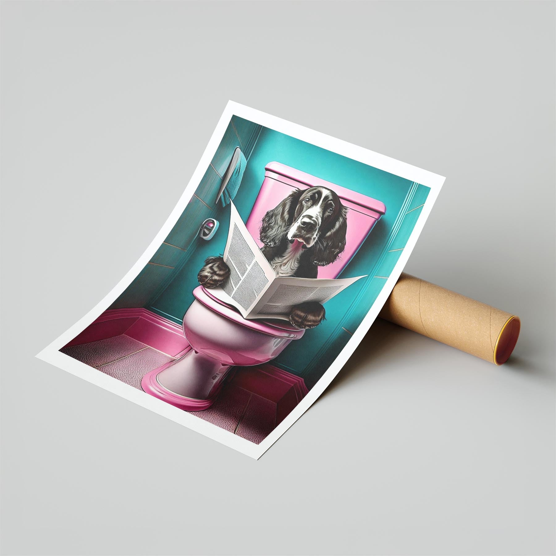 Gordon Setter Toilet Dogs PInk and Turquise image 6