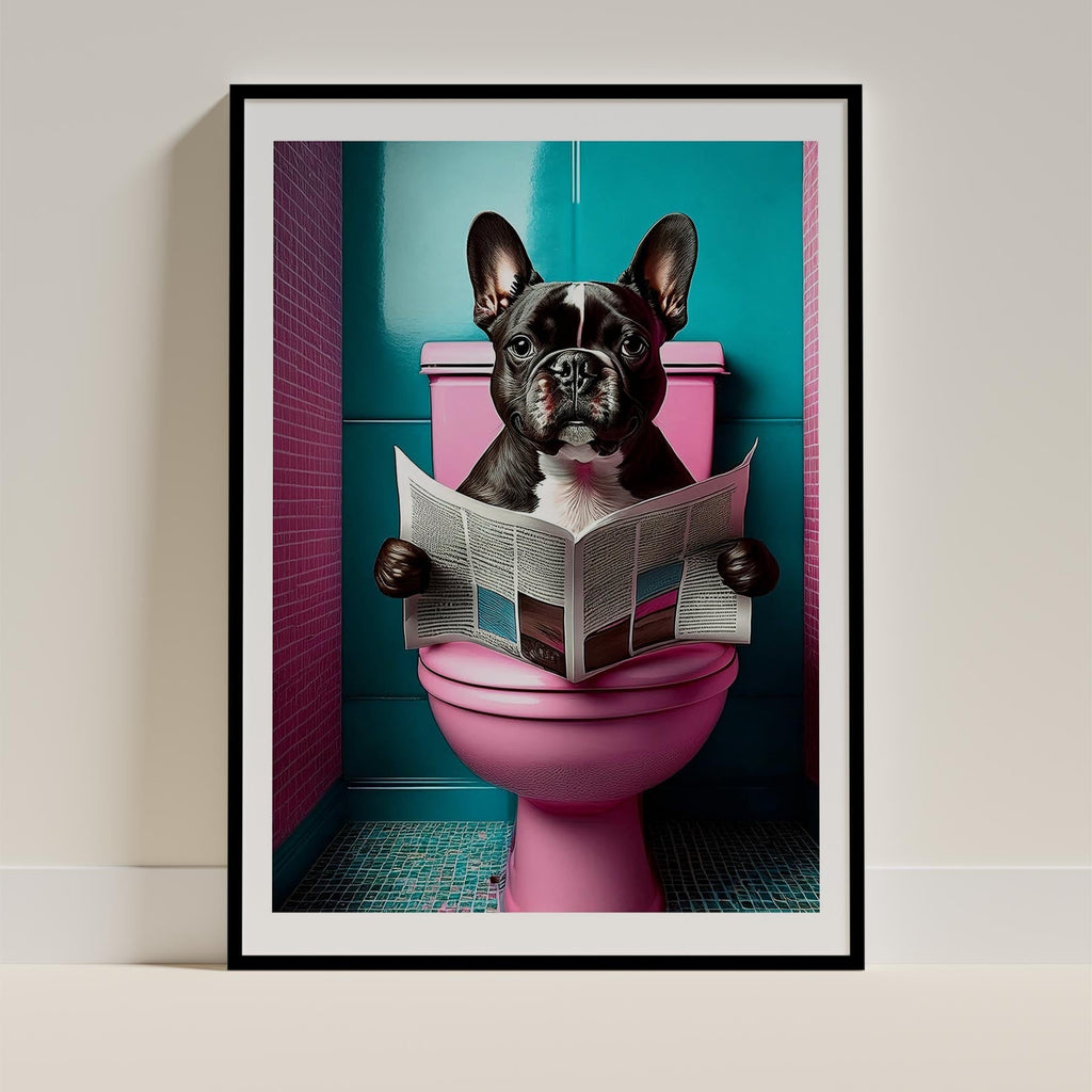 French Bulldog Toilet Dogs PInk and Turquise image 0