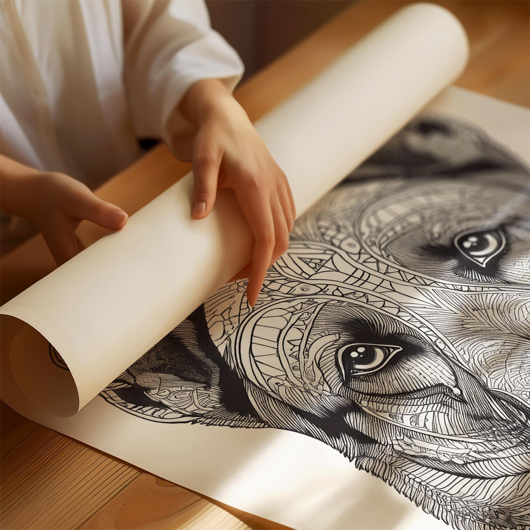 German Shepherd Mandala Black and White Dog Series image 1