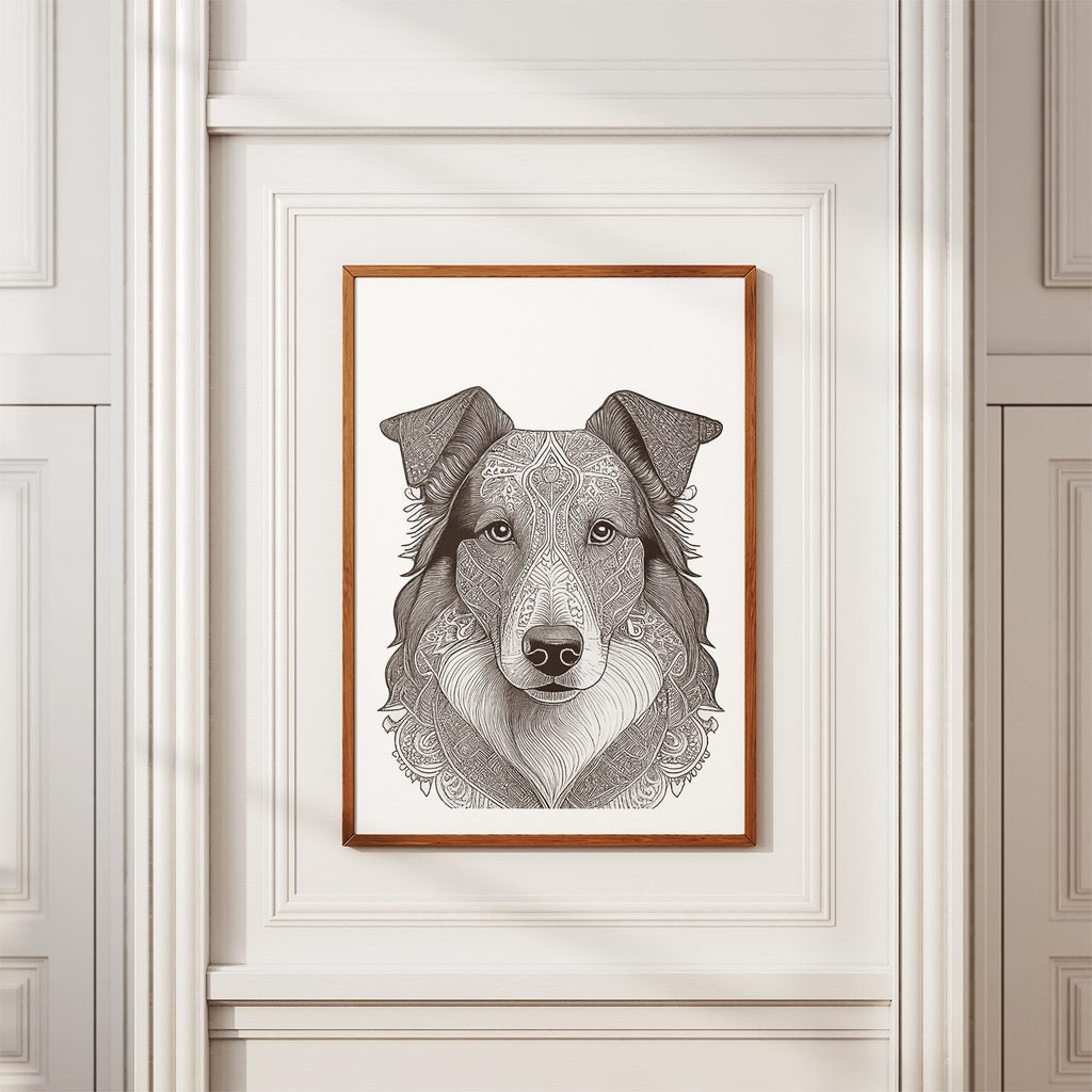 Rough Smooth Collie Mandala Black and White Dog Series image 3
