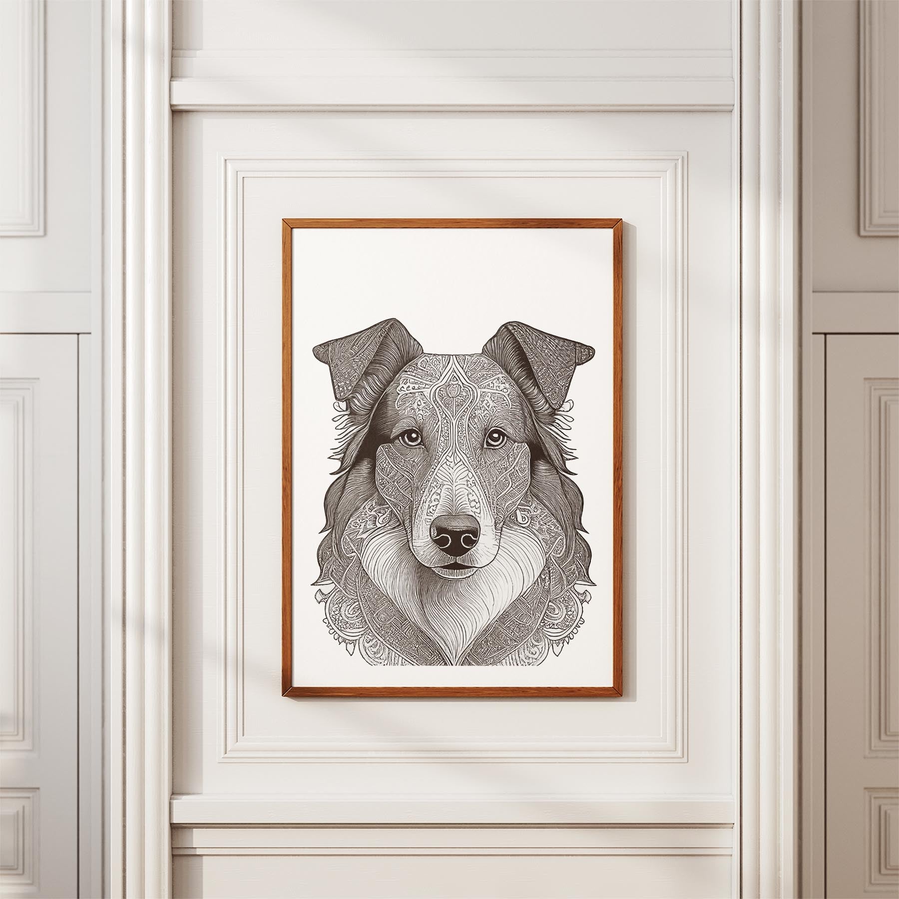 Rough Smooth Collie Mandala Black and White Dog Series image 3