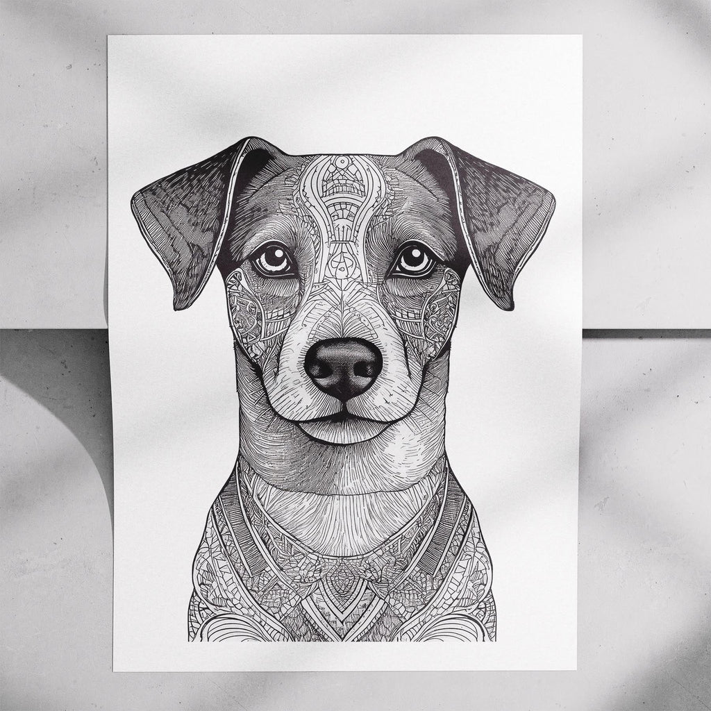 Jack Russell Mandala Black and White Dog Series image 7
